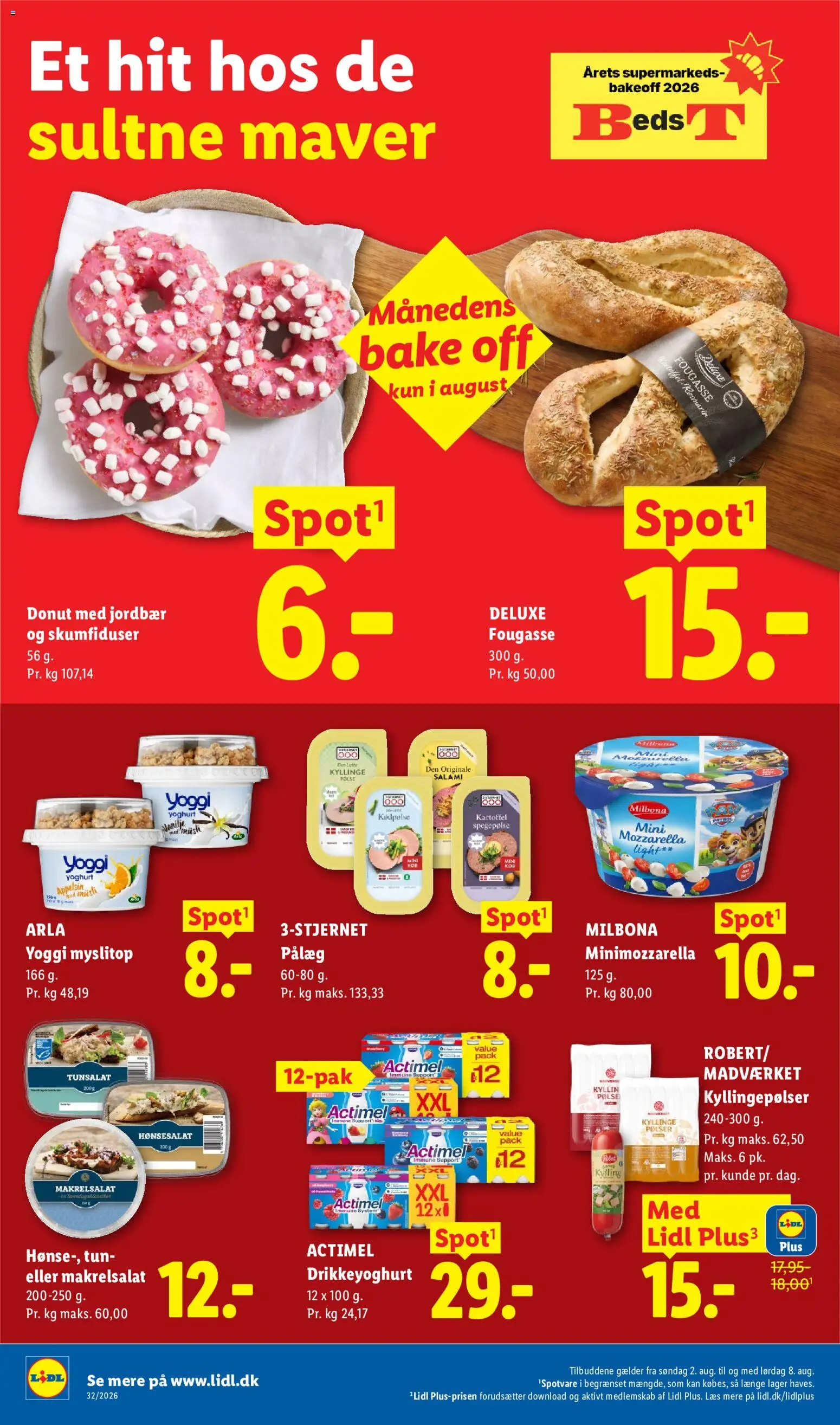 Lidl tilbudsavis – gyldig fra 02/08/2026 | Side: 4 | Produkter: Pølser, Jordbær, Tun, Søm