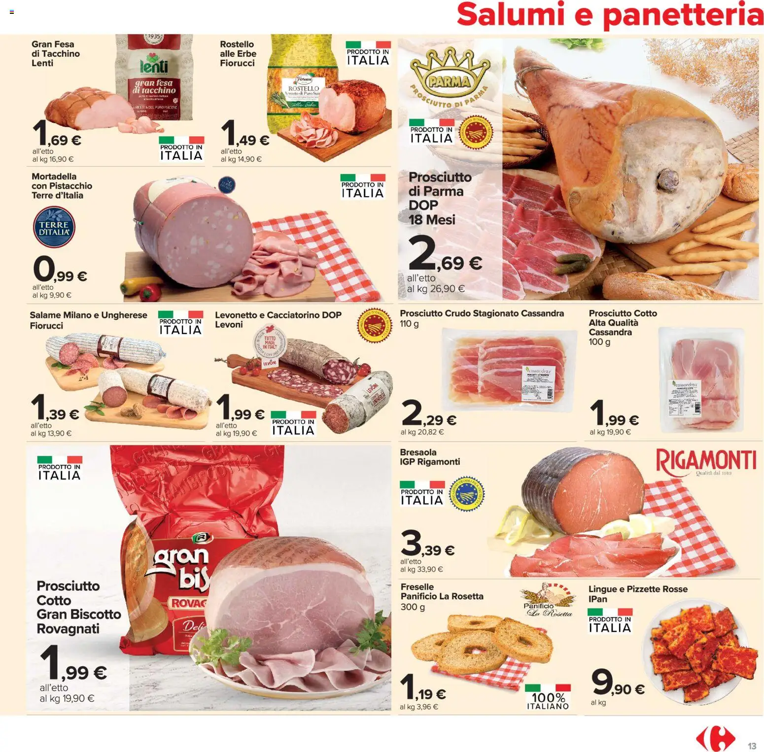 Volantino Carrefour del 13/07/2026 | Pagina: 13 | Prodotti: Salame, Bresaola, Tacchino, Mortadella