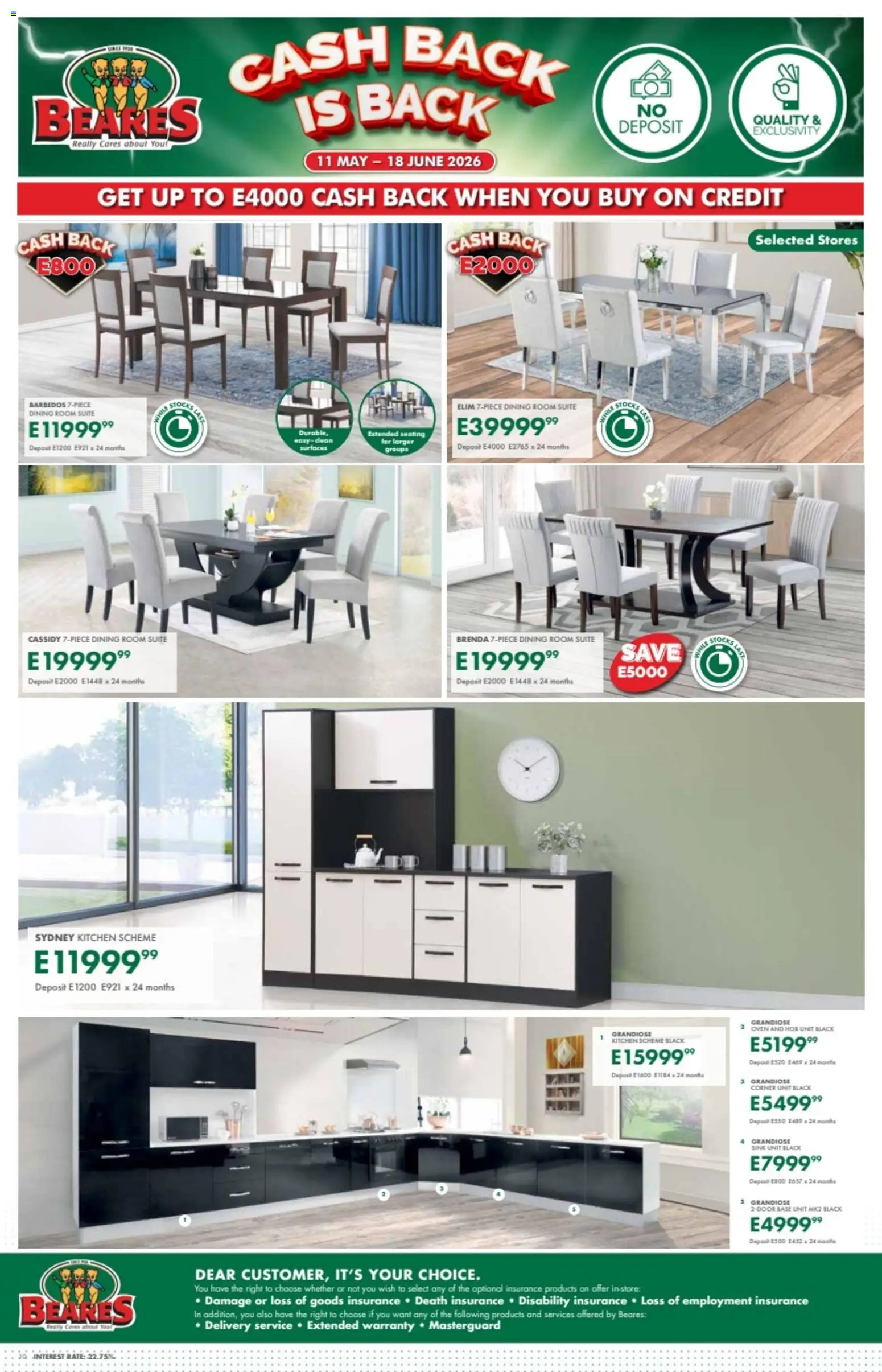 New Beares catalogue – valid from 11.05.2026 | Page: 10 | Products: Oven, Dining room suite