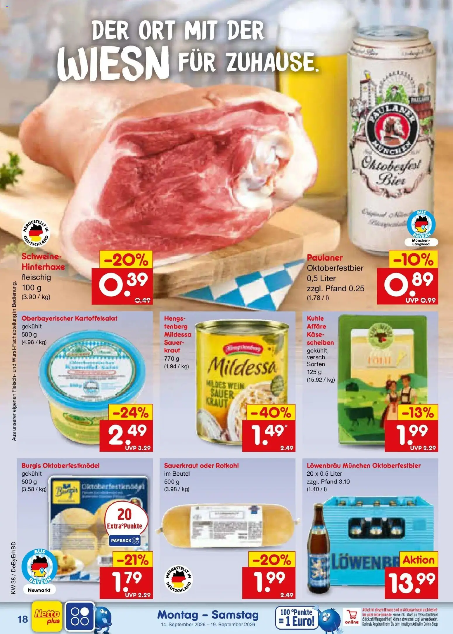 Netto Marken-Discount Prospekt Buttenwiesen – gültig ab 14.09.2026 | Seite: 28 | Produkte: Bier, Kraut, Fleisch, Paulaner