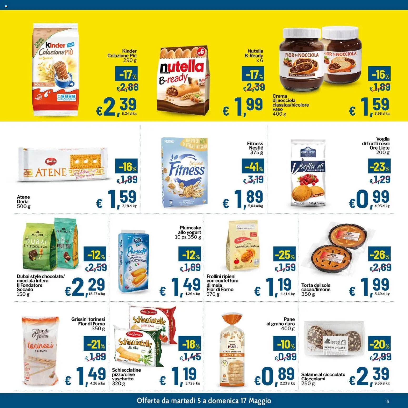 Volantino Qui Discount del 05.05.2026 | Pagina: 5 | Prodotti: Yogurt, Salame, Plumcake, Grissini