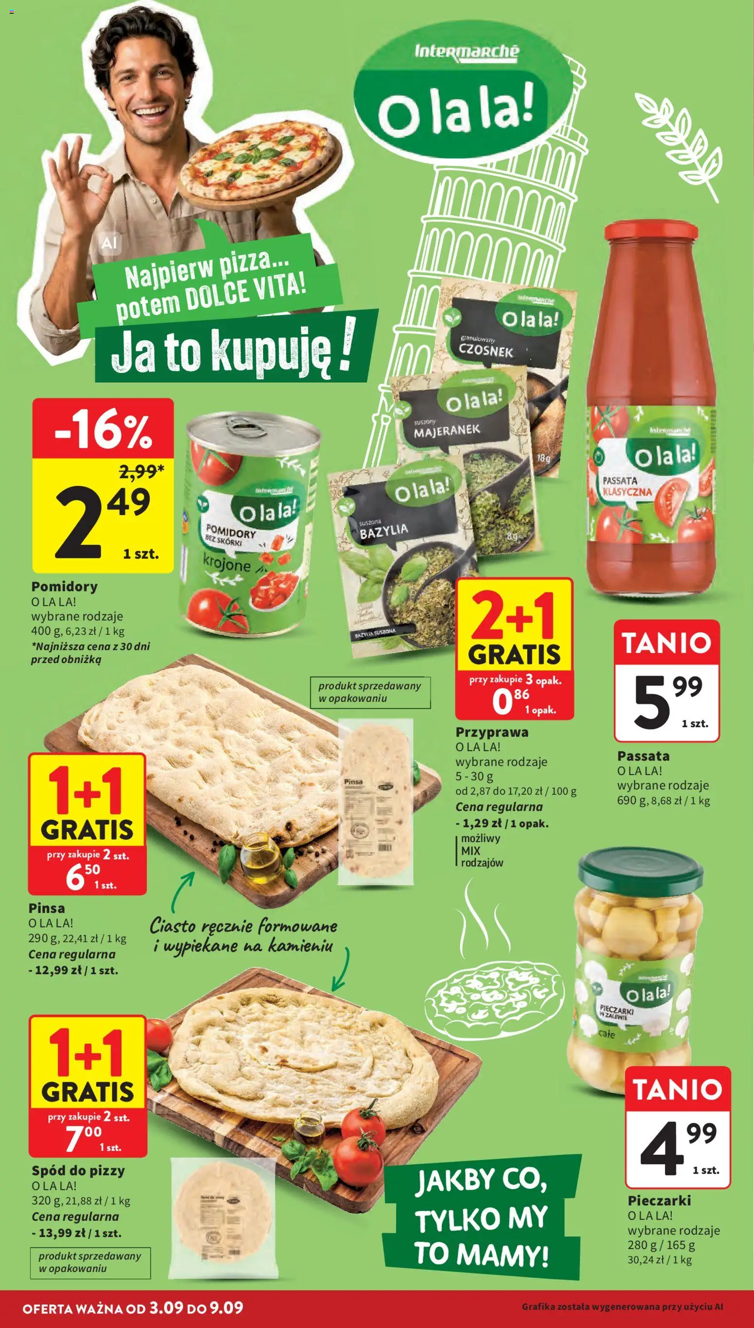 Intermarche gazetka od 03.09.2026 | Strona: 30 | Produkty: Pieczarki, Majeranek, Pizza, Passata