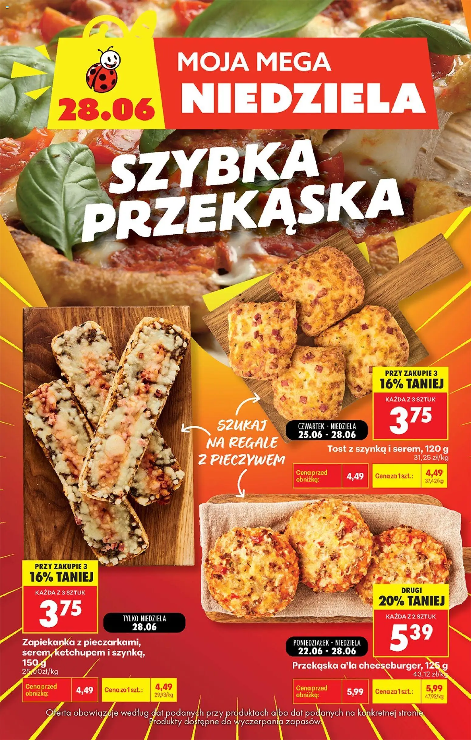 Biedronka gazetka - Mega niedziela od 28.06.2026 | Strona: 3 | Produkty: Zapiekanka, Szynka