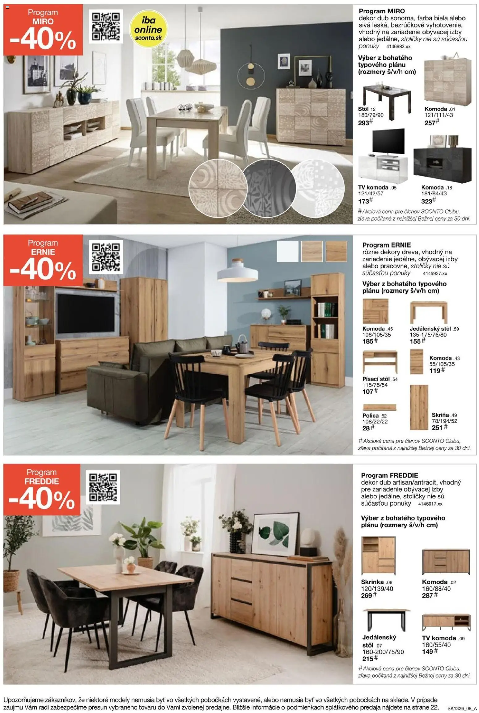 Nové Sconto nábytok akcie – leták je platný od 14.10.2026 | Strana: 8 | Produkty: Tv, Stoličky, Skriňa, Jedálenský stôl