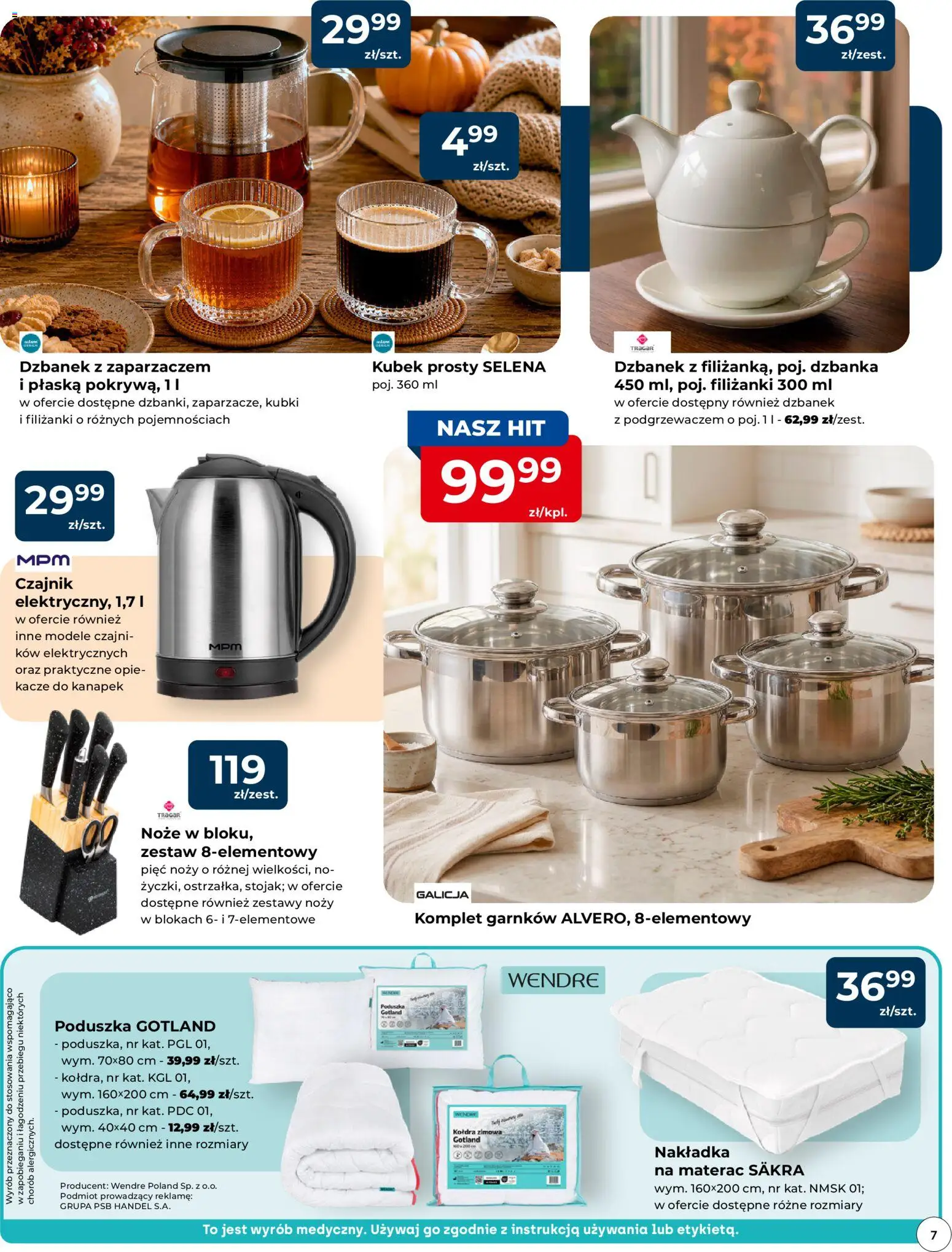 Mrówka gazetka - Malbork od 08.10.2026 | Strona: 7 | Produkty: Noże, Materac, Poduszka, Komplet garnków
