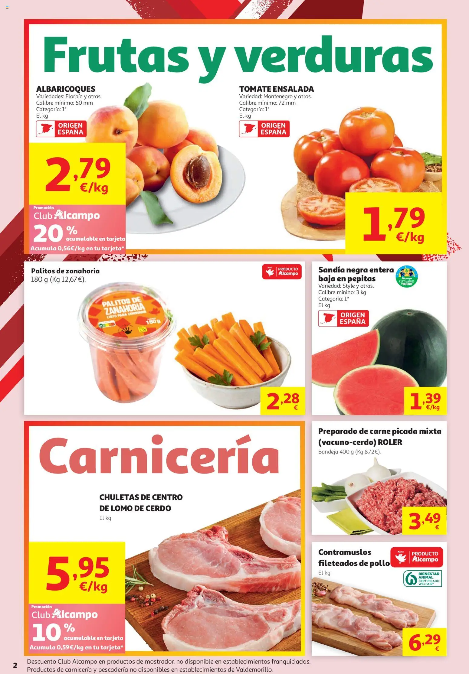 Alcampo - Supermercado │ válido desde el 16.06.2026 | Página: 2 | Productos: Cerdo, Ensalada, Sandía, Bandeja