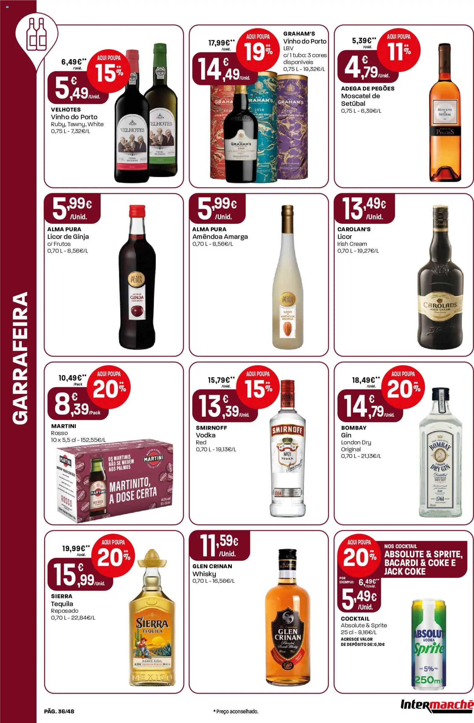 Intermarché folheto │ válido de 11.06.2026 | Página: 36 | Produtos: Whisky, Vinho, Tequila, Vodka