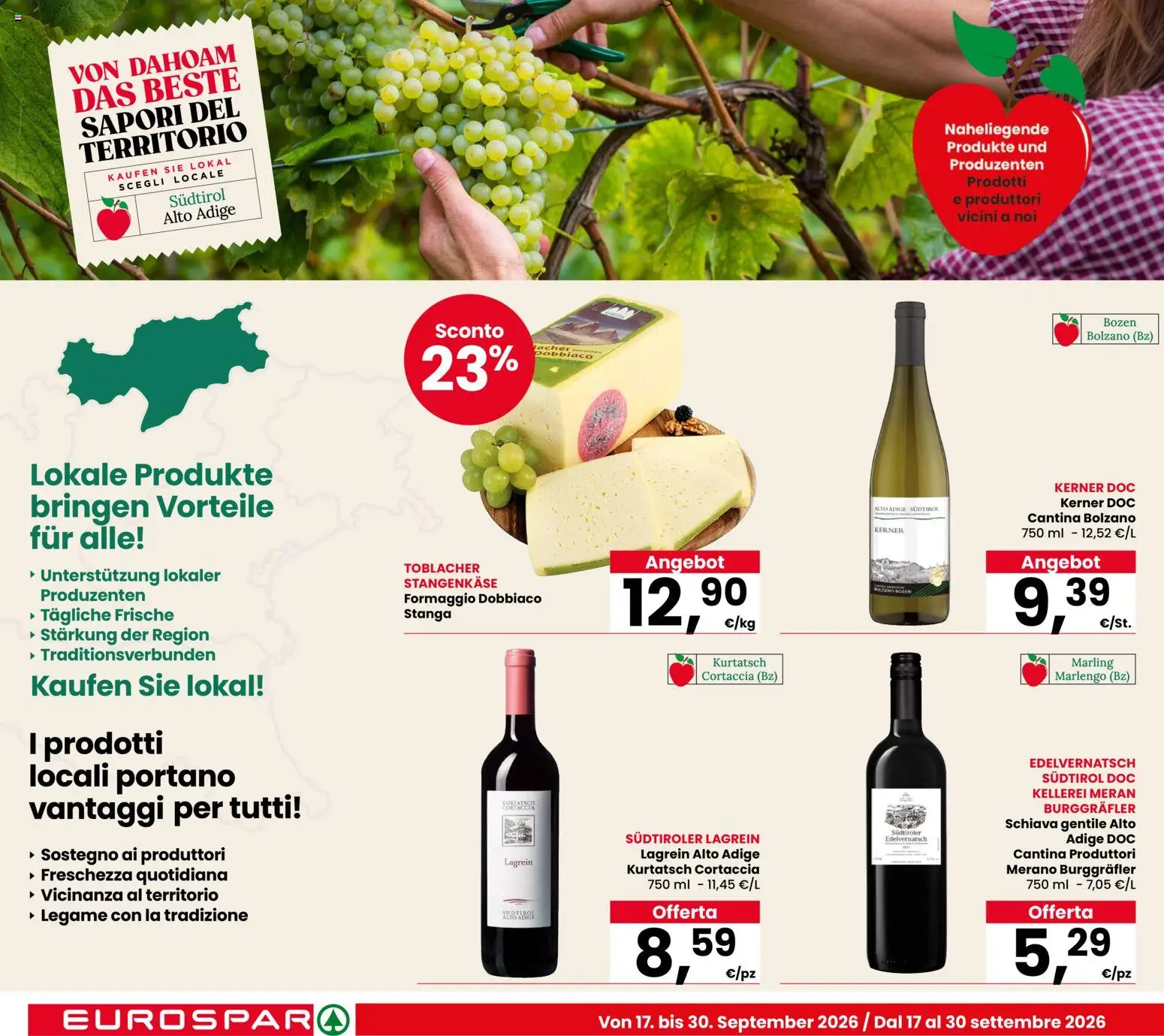 Volantino Eurospar del 17/09/2026 | Pagina: 4 | Prodotti: Formaggio, Formaggio dobbiaco