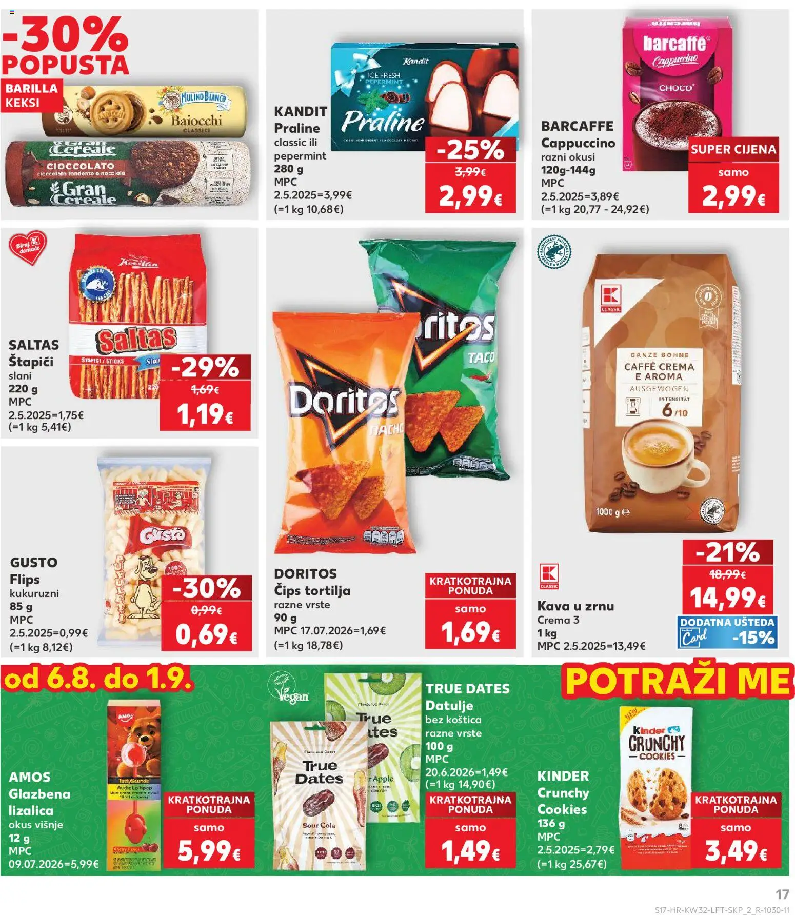 Kaufland katalog | vrijedi od 06.08.2026 | Stranica: 17 | Proizvodi: Barcaffe, Čips, Štapići, Cappuccino