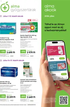 Alma Gyógyszertárak akciós újság - amely érvényes a következő dátumtól: 2026.07.01.