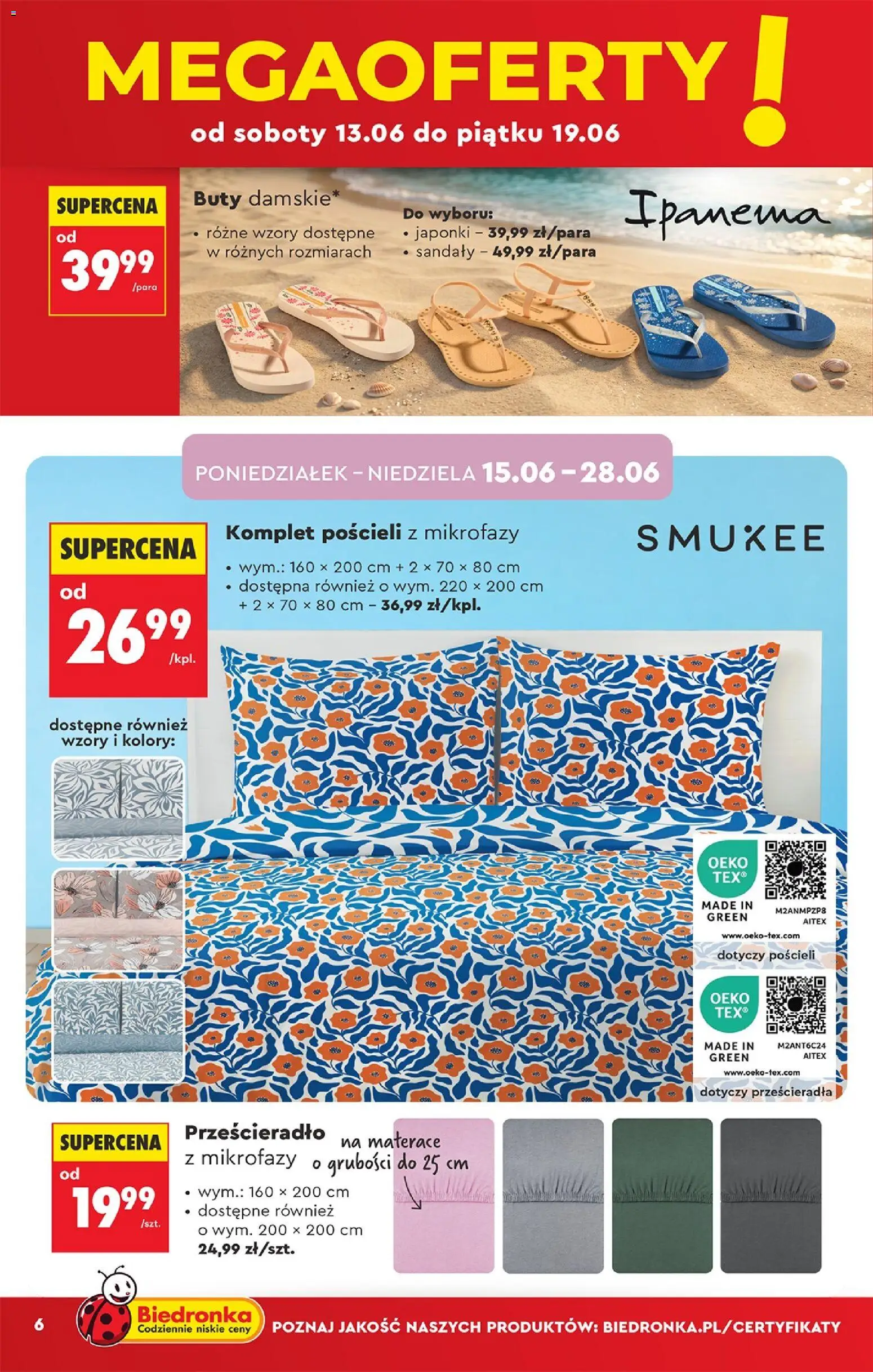 Biedronka gazetka - Hity i inspiracje od 13.06.2026 | Strona: 8 | Produkty: Sandały, Buty, Japonki, Materac