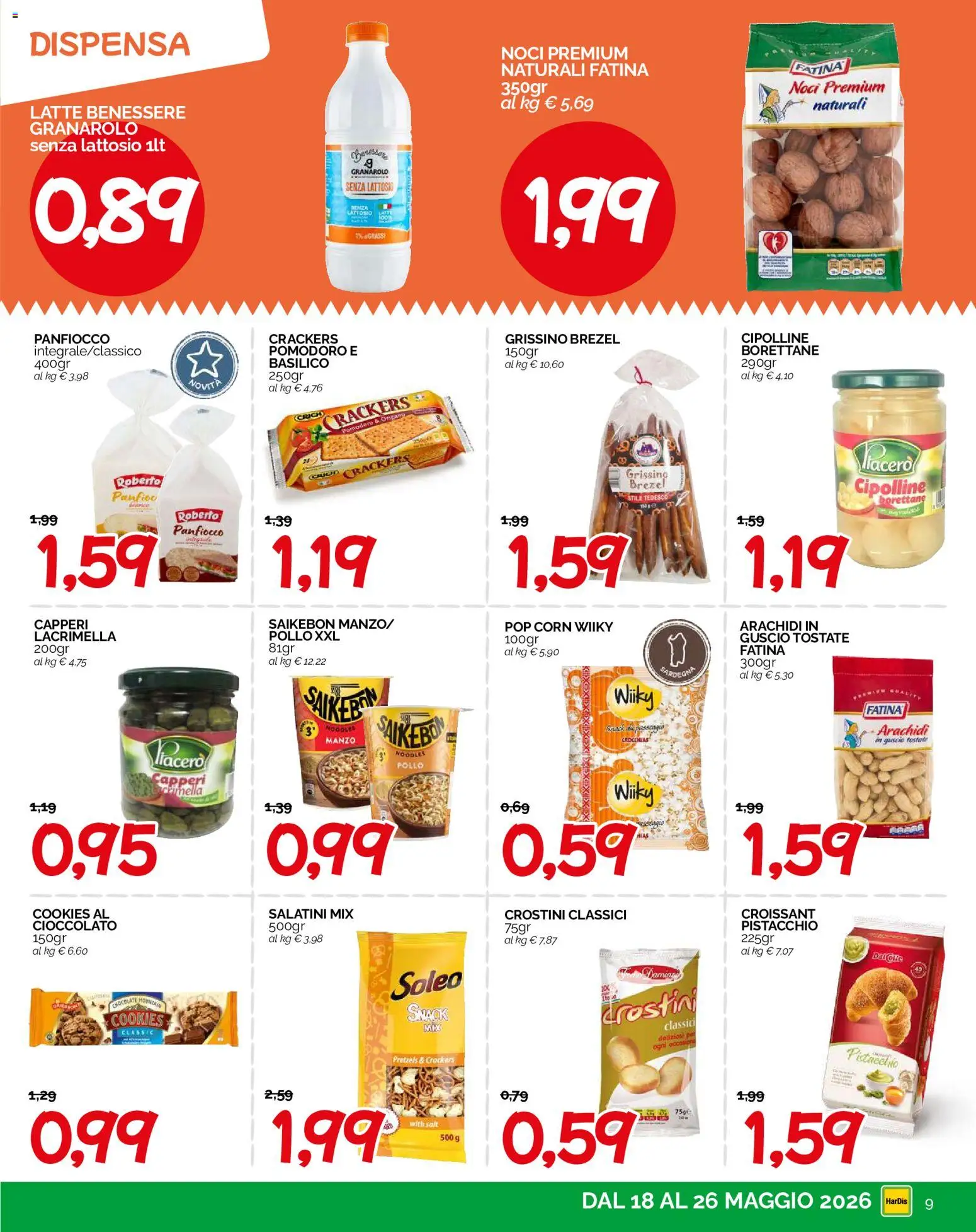 Volantino HarDis del 18.05.2026 | Pagina: 9 | Prodotti: Salatini, Arachidi, Pop corn, Cipolline