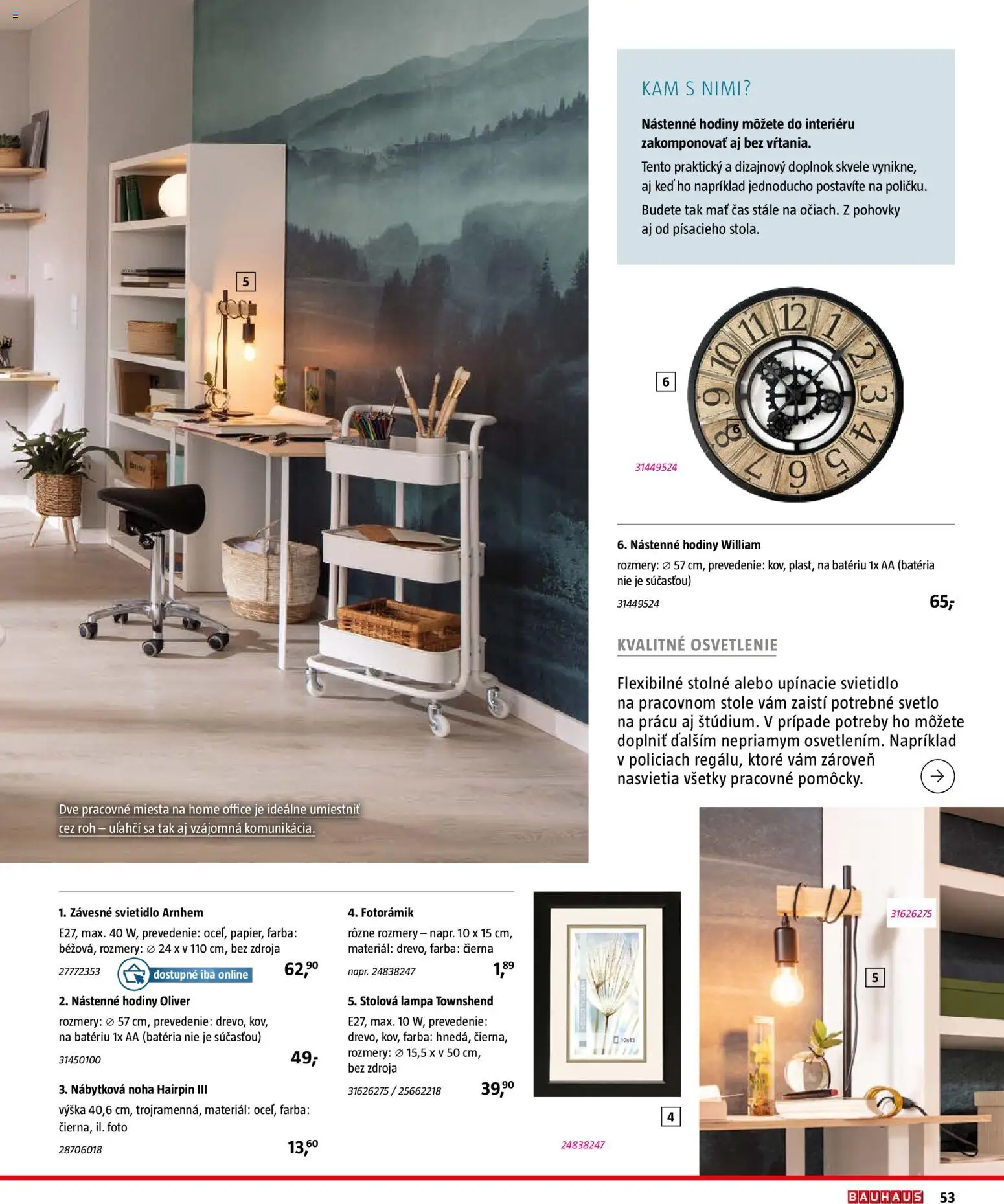 Nové Bauhaus akcie – leták je platný od 03.08.2026 | Strana: 53 | Produkty: Osvetlenie, Lampa, Závesné svietidlo, Stolová lampa