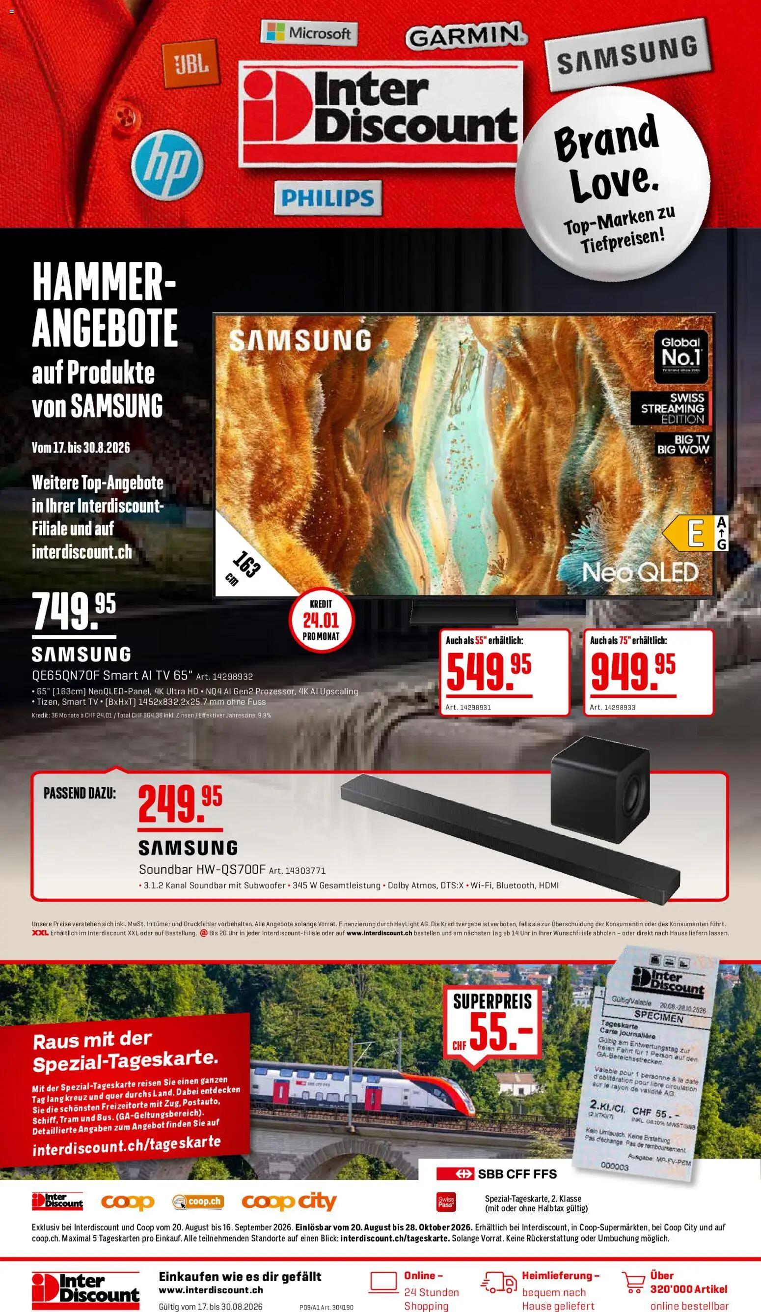Interdiscount aktionen – gültig ab 17.08.2026 | Seite: 1 | Produkte: Soundbar, Uhr, TV, Philips