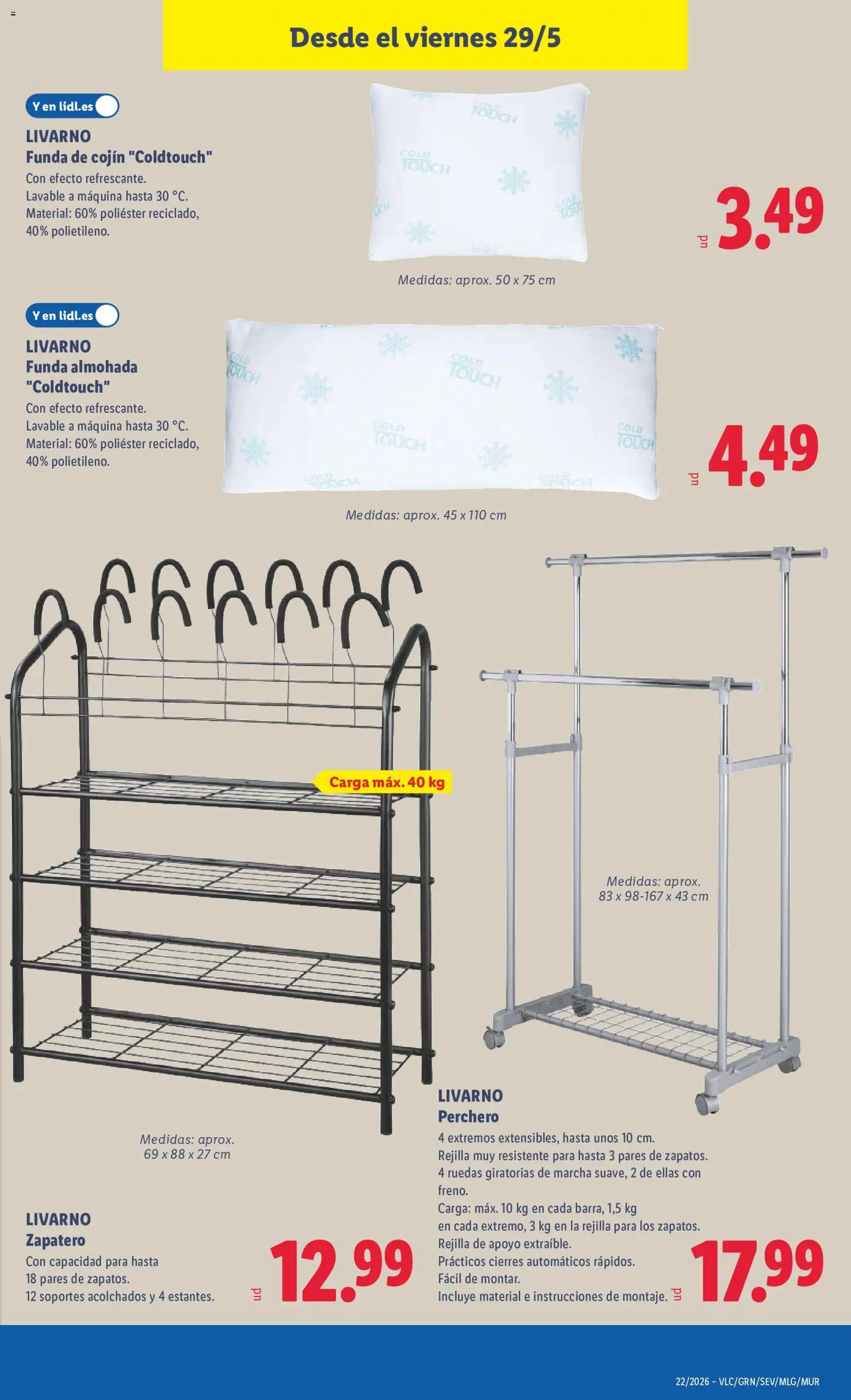 Lidl folleto de bazar │ válido desde el 25.05.2026 | Página: 33 | Productos: Perchero, Zapatero, Funda de cojín, Cojín