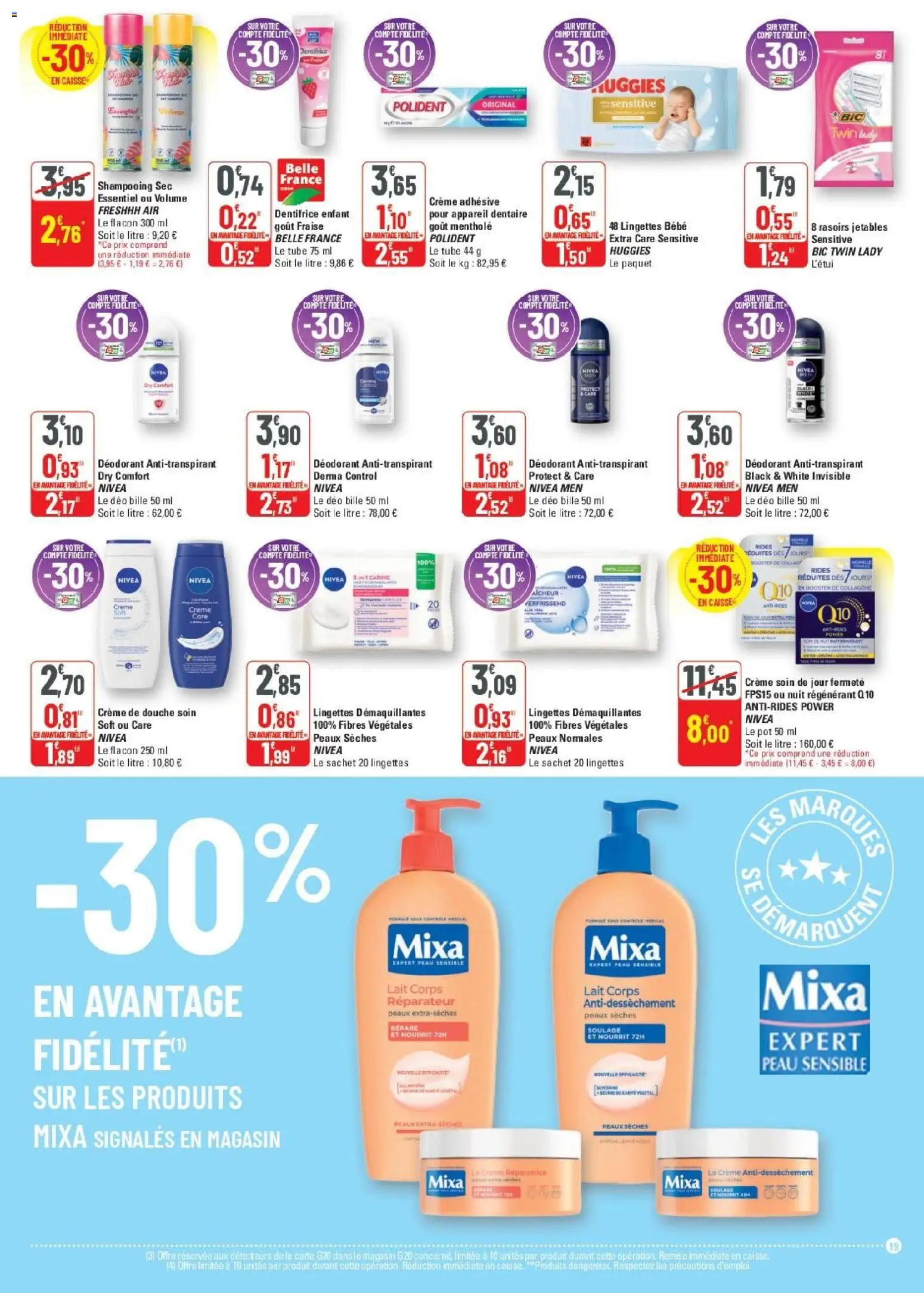 {H1} | Page: 19 | Produits: Shampooing, Dentifrice, Douche, Lait