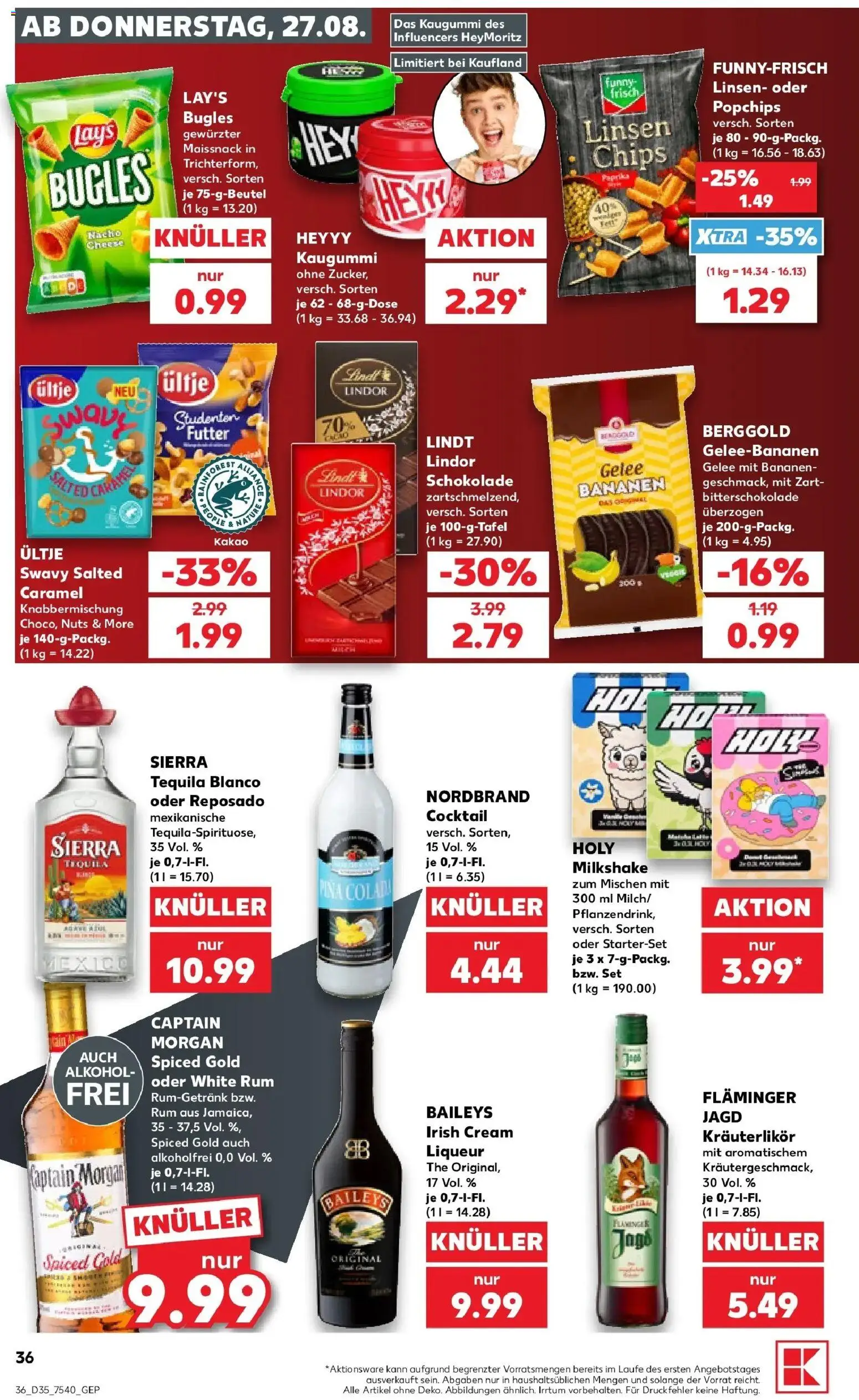 Prospekt Kaufland ab 24.08.2026 » Angebote Online zum Blättern | Seite: 47 | Produkte: Bananen, Tequila, Lindor, Chips
