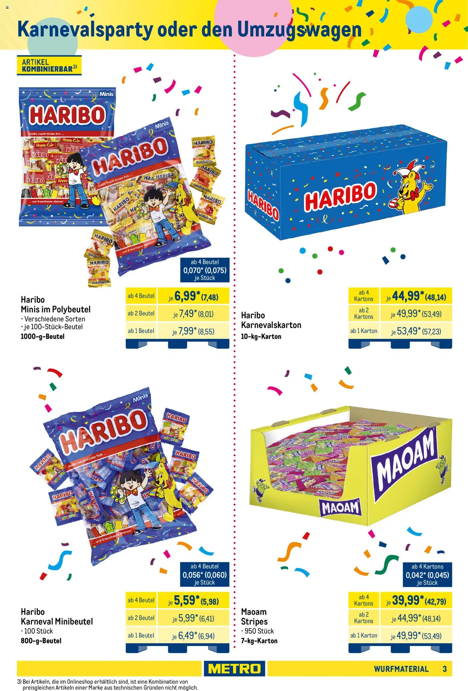 Metro Wurfmaterial Karneval – gültig ab 28.09.2026 | Seite: 3 | Produkte: Haribo