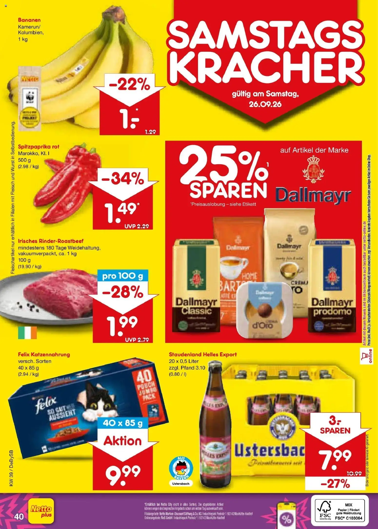 Netto Marken-Discount Prospekt Stuttgart – gültig ab 21.09.2026 | Seite: 56 | Produkte: Bilder, Dallmayr, Wurst, Fleisch