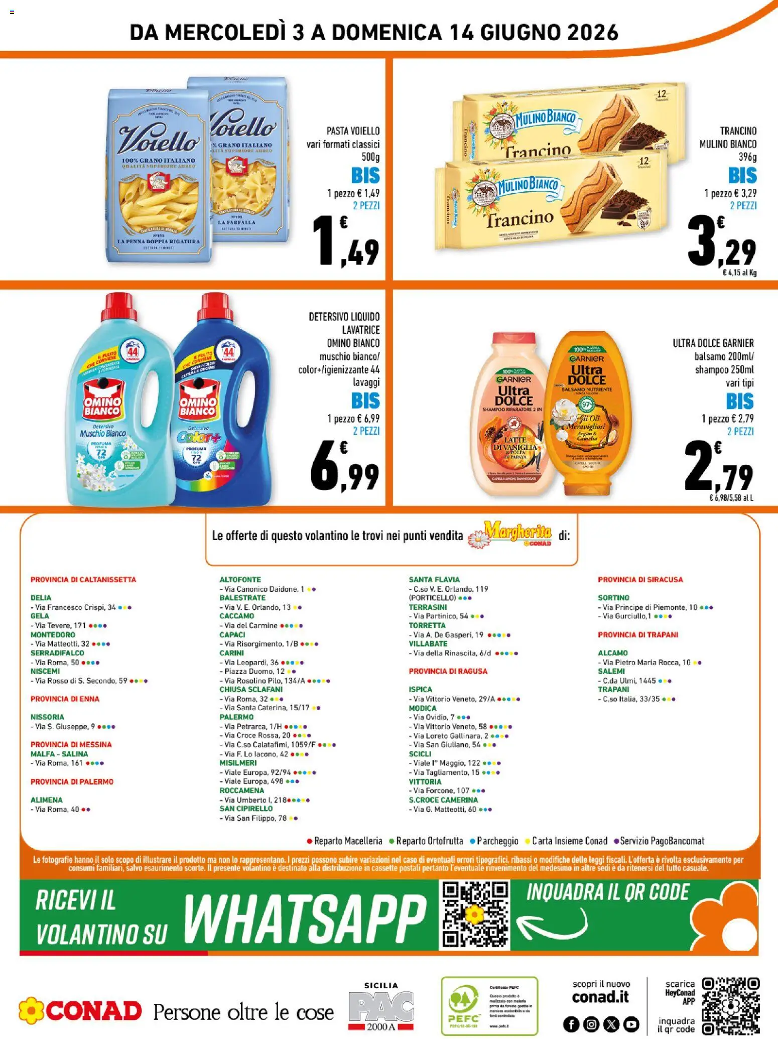 Volantino Conad del 03.06.2026 | Pagina: 16 | Prodotti: Balsamo, Latte, Pasta, Lavatrice