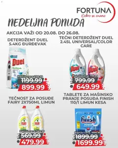Fortuna Market katalog Nedeljna ponuda - pregled Fortuna Market kataloga - važi od 20.08.2026 | Strana: 10 | Proizvode: Deterdžent, Tečni deterdžent, Finish, Limun