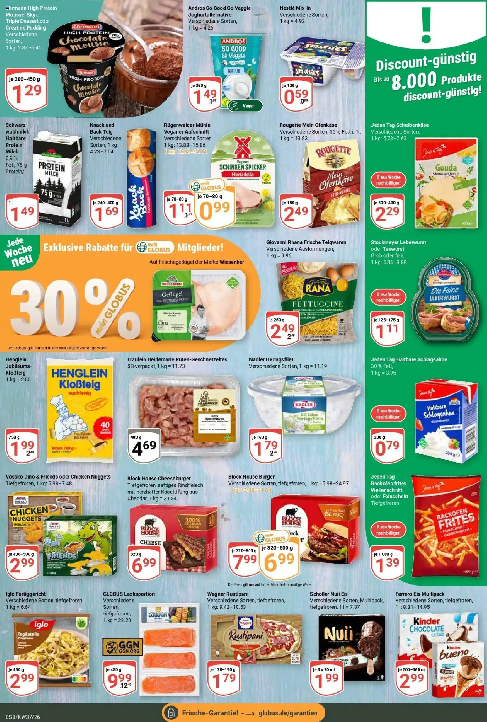 Globus Prospekt Eschborn – gültig ab 07.09.2026 | Seite: 14 | Produkte: Milch, Gouda, Iglo, Backofen