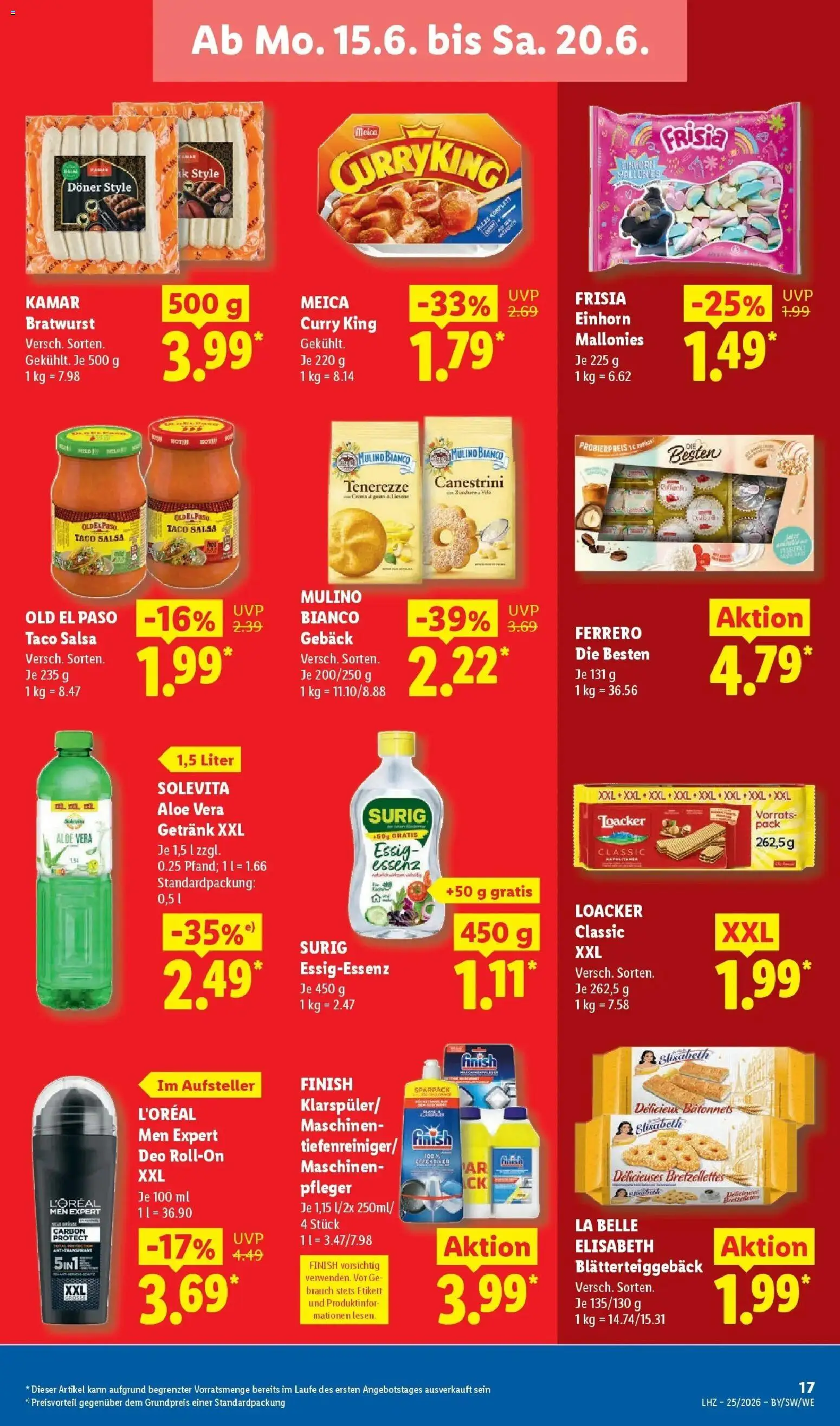 Lidl Prospekt Einbeck – gültig ab 15.06.2026 | Seite: 27 | Produkte: Essig, Bratwurst, Finish, Meica