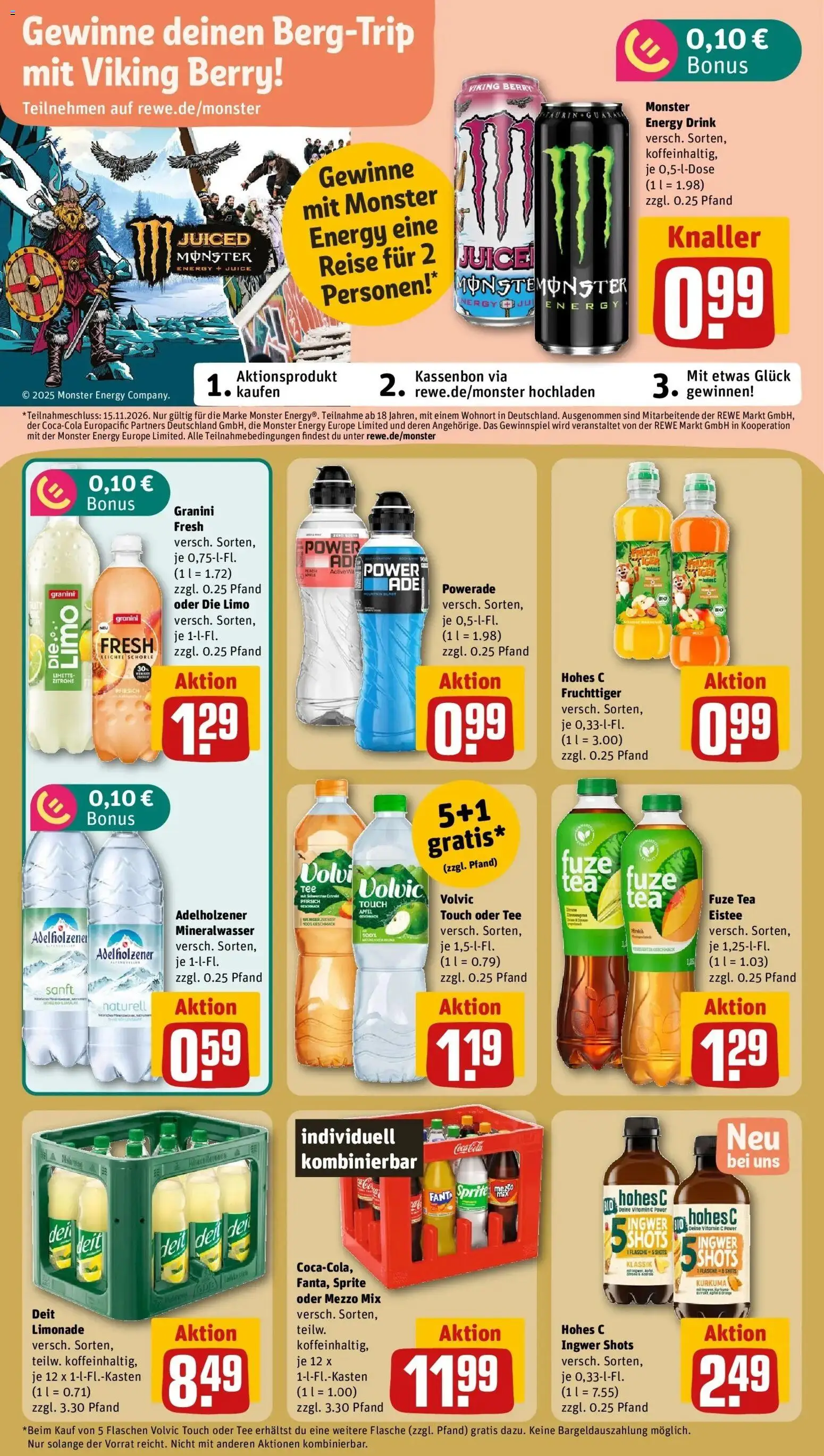 REWE Prospekt ab 26.10.2026 zum Blättern » Angebote | Seite: 16 | Produkte: Fuze tea, Sprite, Adelholzener, Powerade