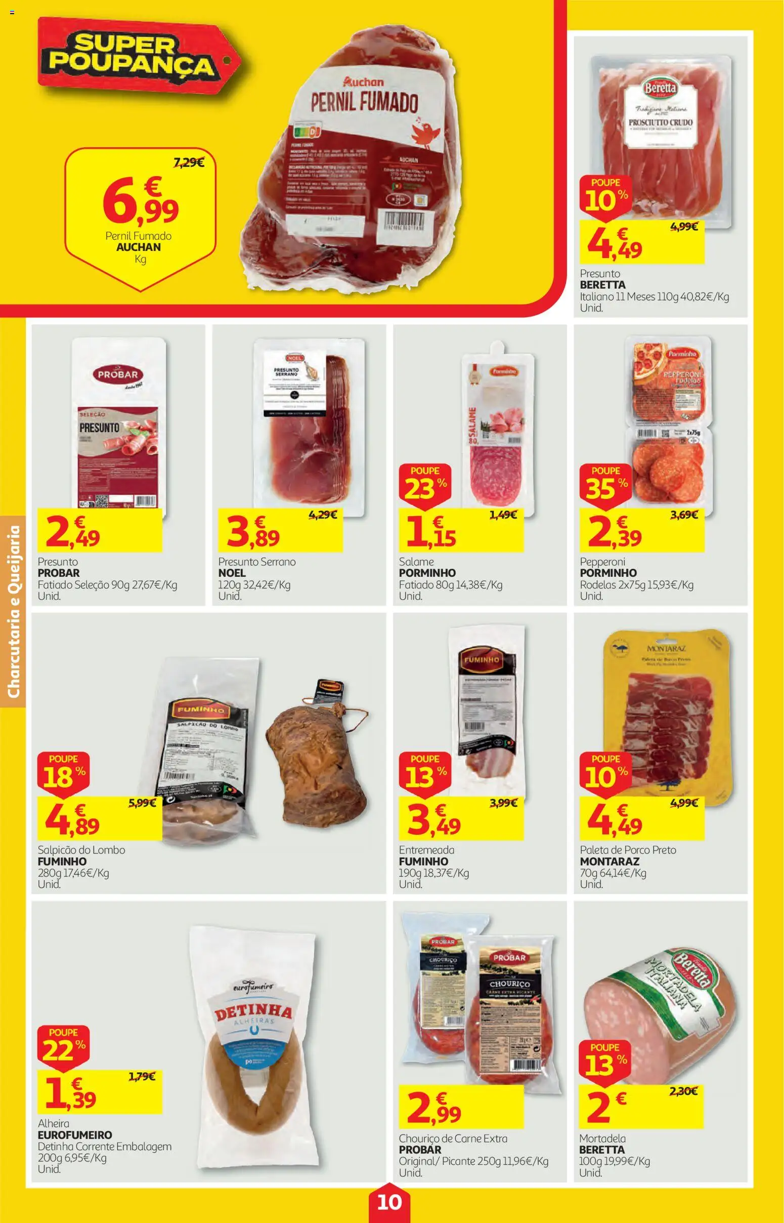 Auchan folheto │ válido de 22/10/2026 | Página: 10 | Produtos: Presunto Serrano, Chouriço, Carne, Alheira