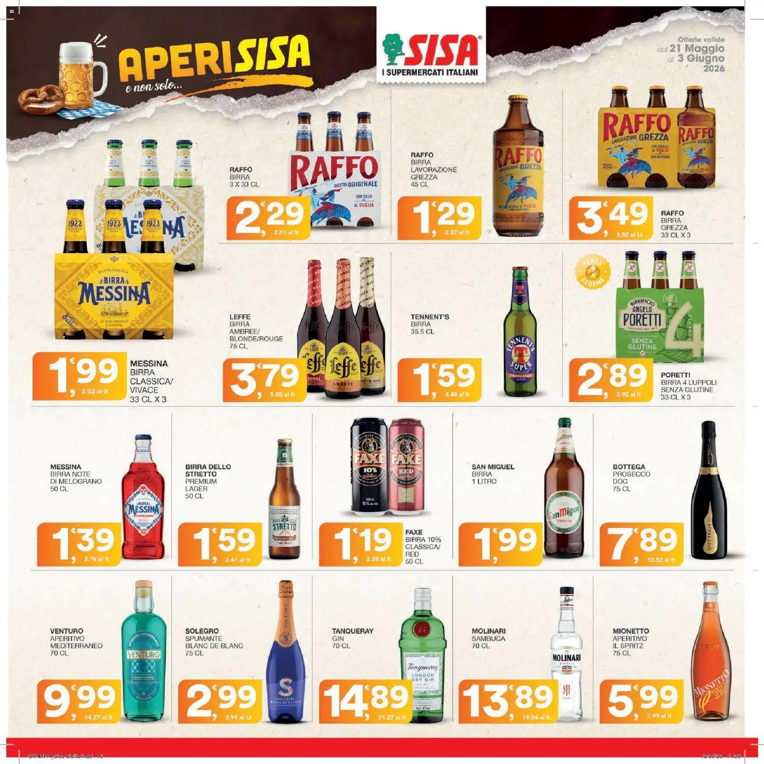 Volantino SISA del 21.05.2026 | Pagina: 16 | Prodotti: Tennent's, Birra, Gin, Aperitivo