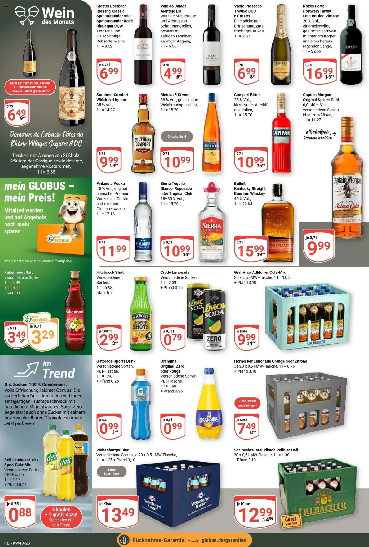 Globus Prospekt Plattling (ab 28.09.2026) » Angebote online | Seite: 20 | Produkte: Burger, Metaxa, Zitrone, Whiskey