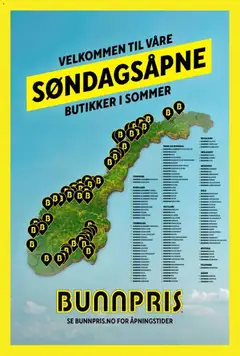 Forhåndsvisning av Bunnpris Søndagsåpne butikker gyldig fra 03/07/2026