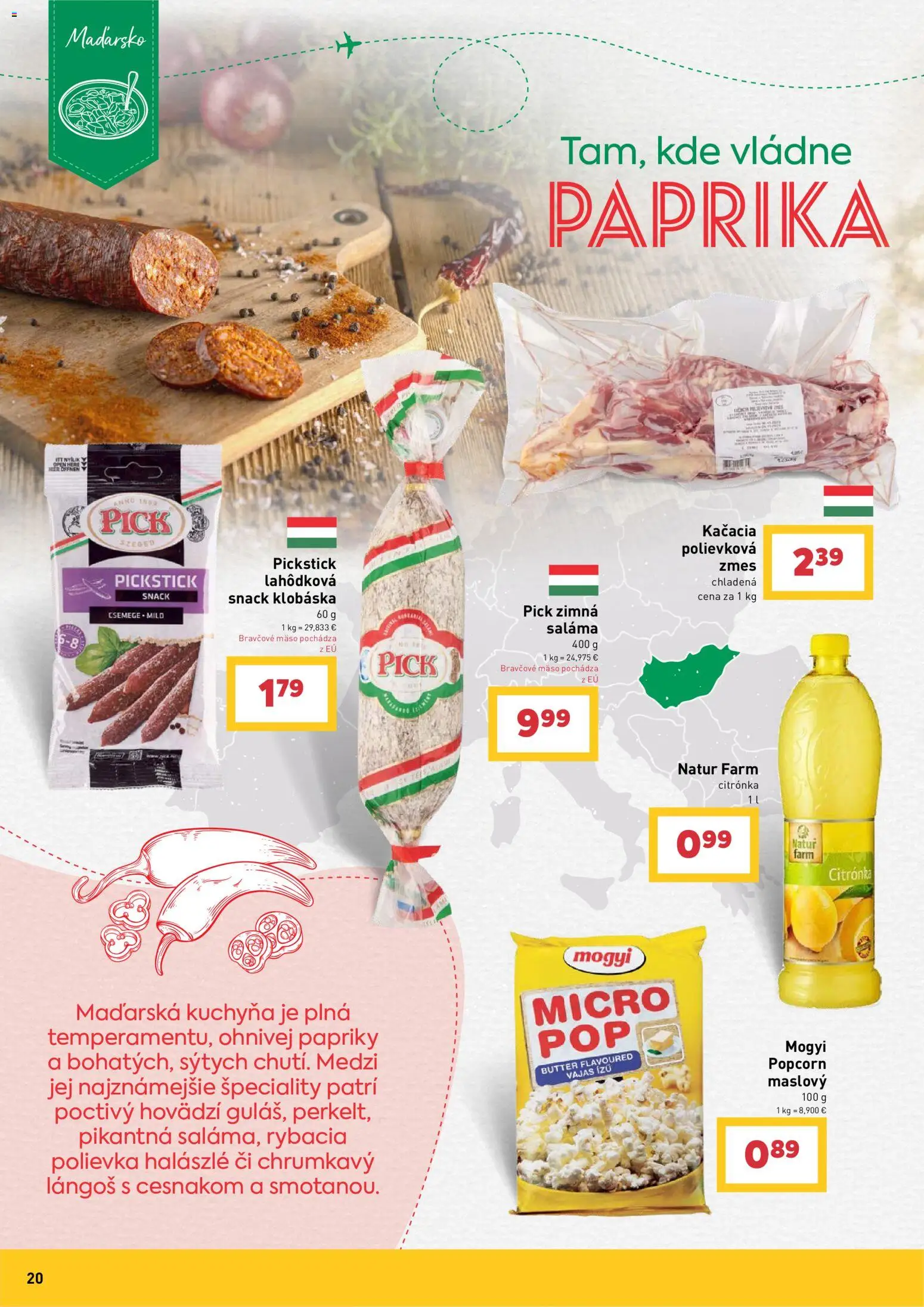 Nové Billa akcie – leták je platný od 29.07.2026 | Strana: 20 | Produkty: Kuchyňa, Paprika, Saláma, Bravčové mäso