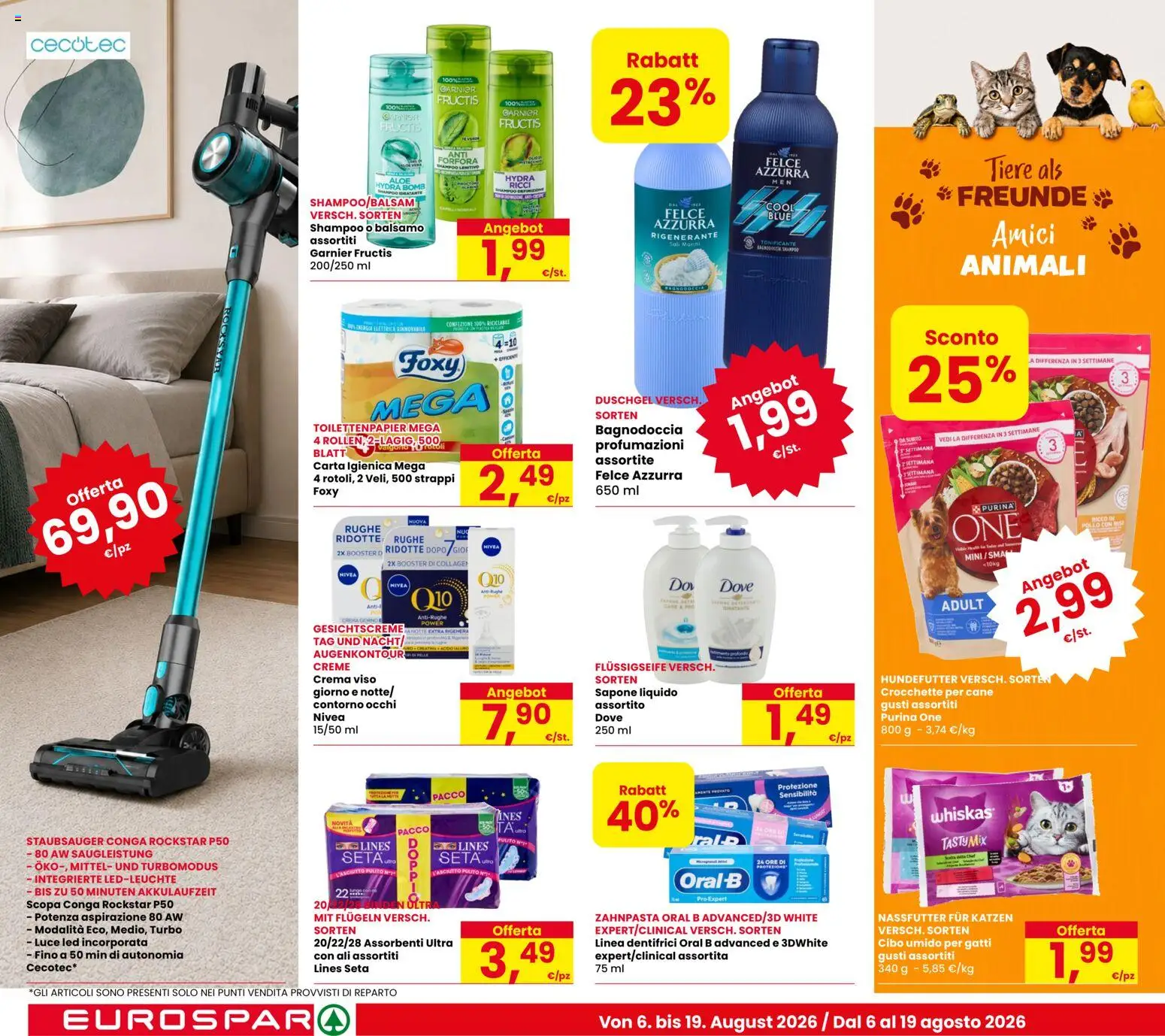 Volantino Eurospar del 06/08/2026 | Pagina: 18 | Prodotti: Shampoo, Balsamo, Crema, Luce LED