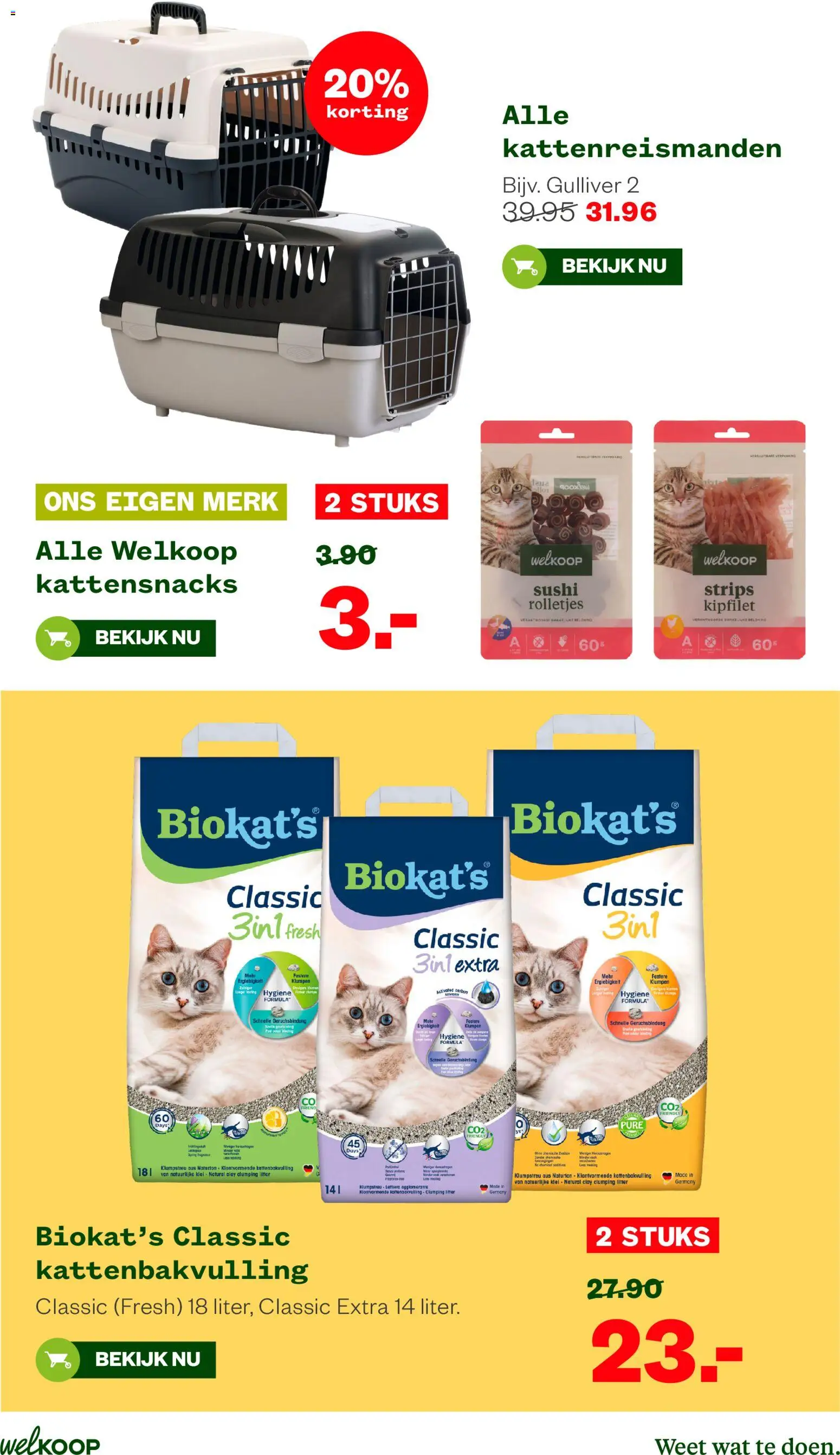 {H1} | Pagina: 23 | Producten: Kattenbakvulling, Sushi, Strips, Klei
