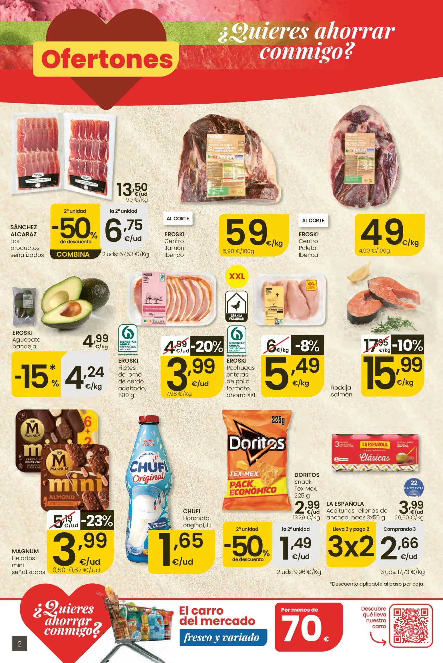 Eroski Ofertones locales de verano │ válido desde el 11.06.2026 | Página: 2 | Productos: Jamón, Cerdo, Anchoa, Bandeja