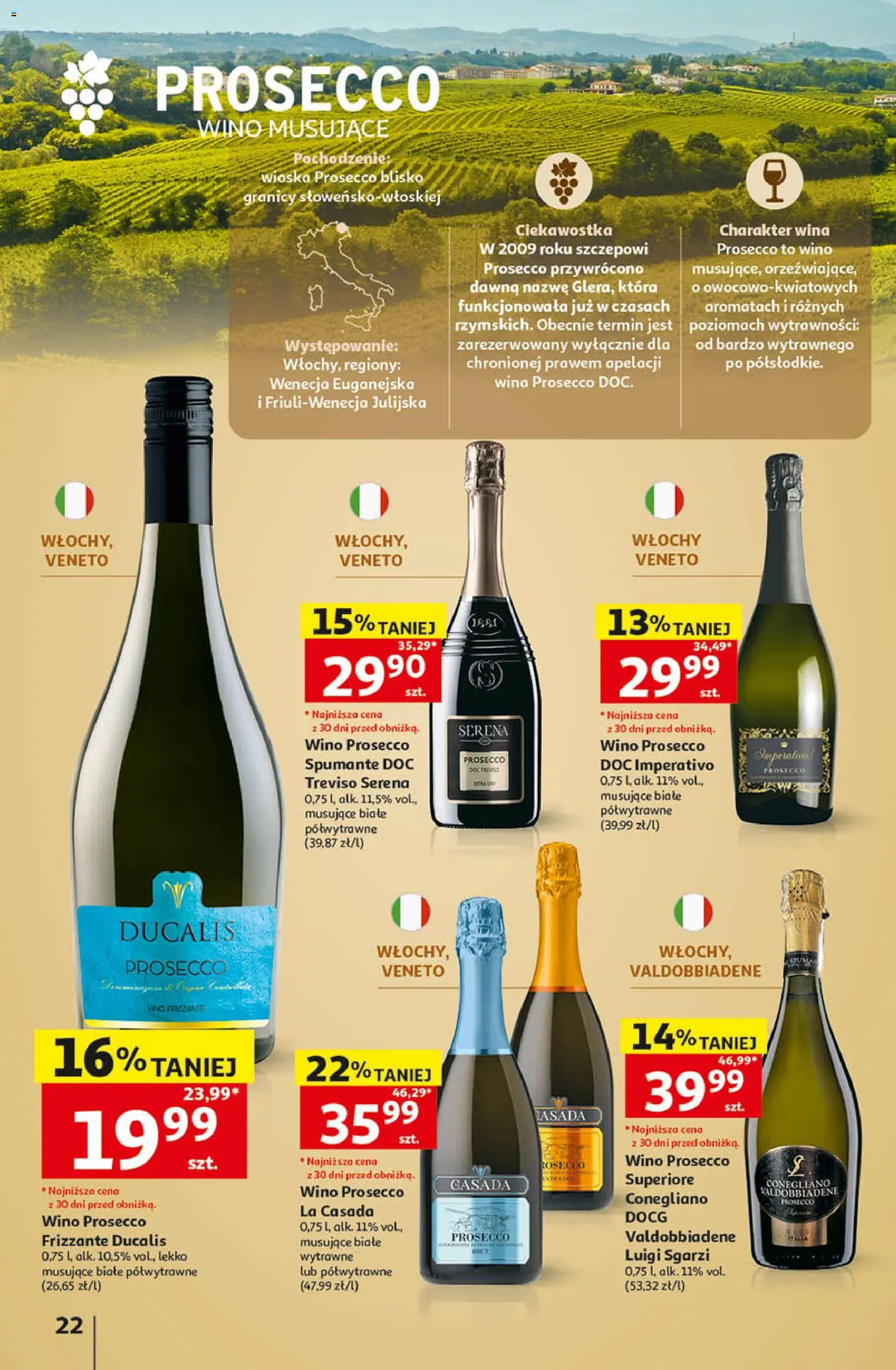 Auchan gazetka - Katalog Wino od 05.10.2026 | Strona: 22 | Produkty: Wino musujące, Prosecco valdobbiadene, Wino, Prosecco