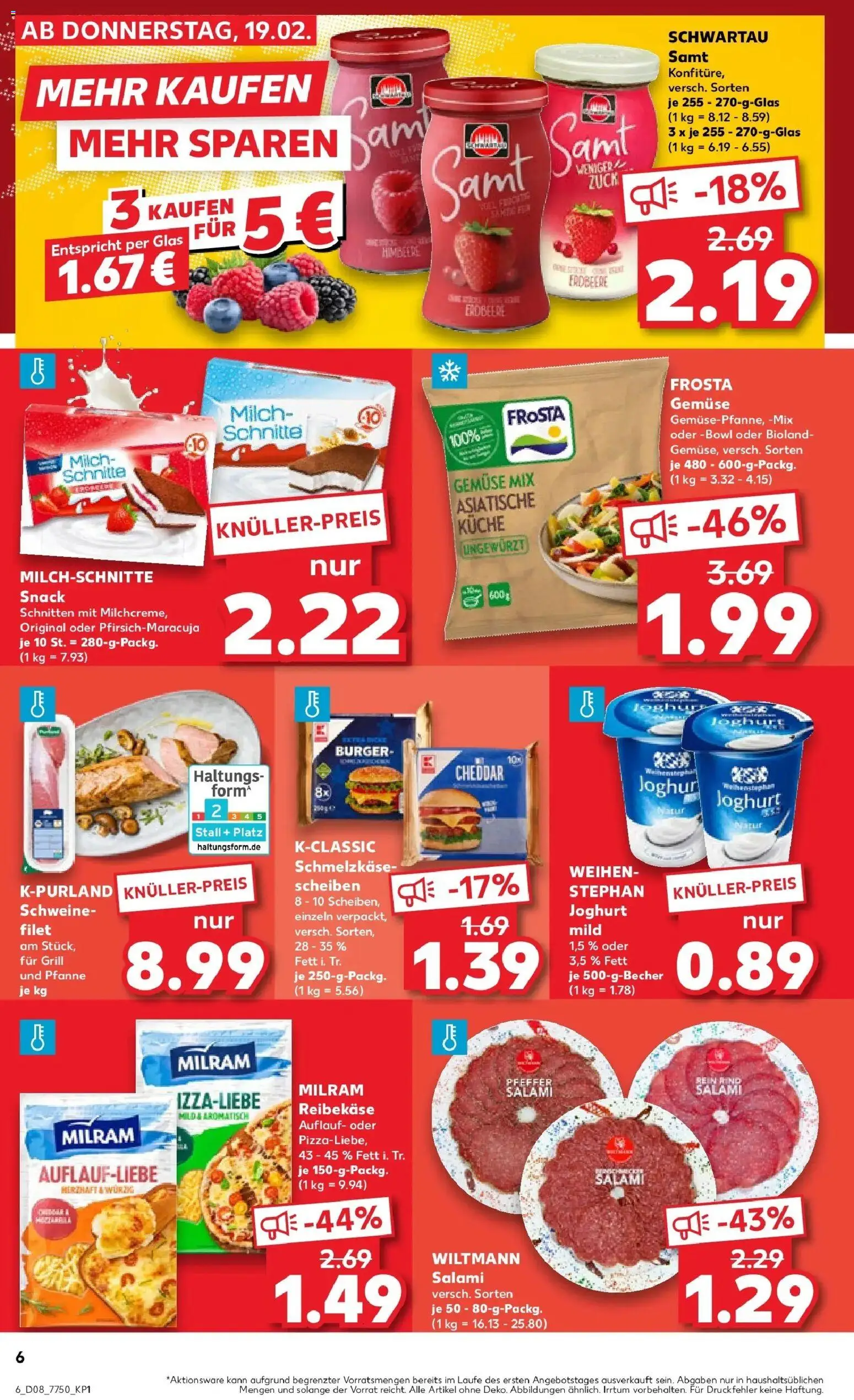 Kaufland prospekt Hermeskeil	 – gültig ab 19.02.2026 | Seite: 14 | Produkte: Burger, Himbeere, Salami, Reibekase