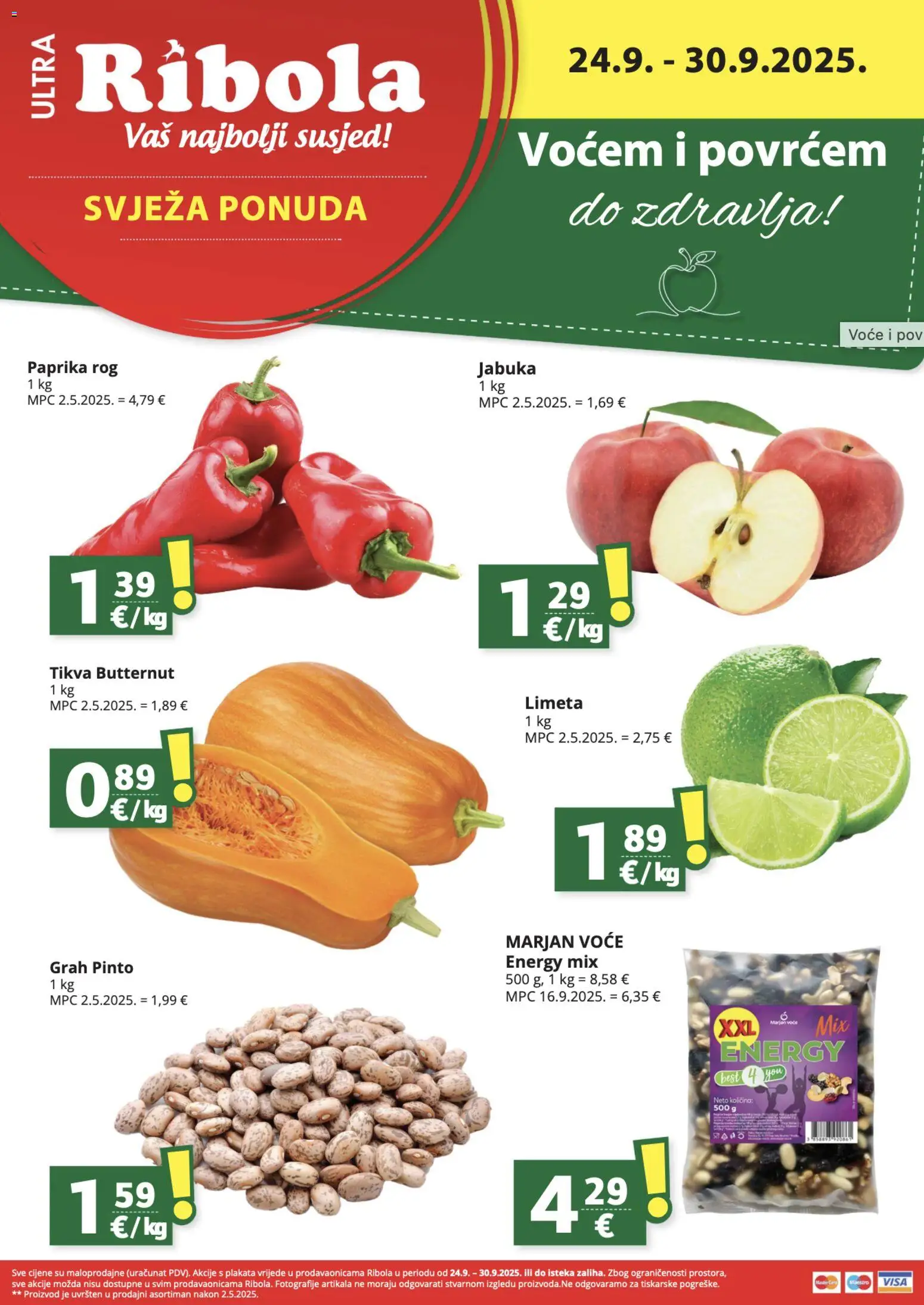 Ribola katalog | vrijedi od 24.09.2026 | Stranica: 1 | Proizvodi: Grah, Paprika, Voće, Limeta