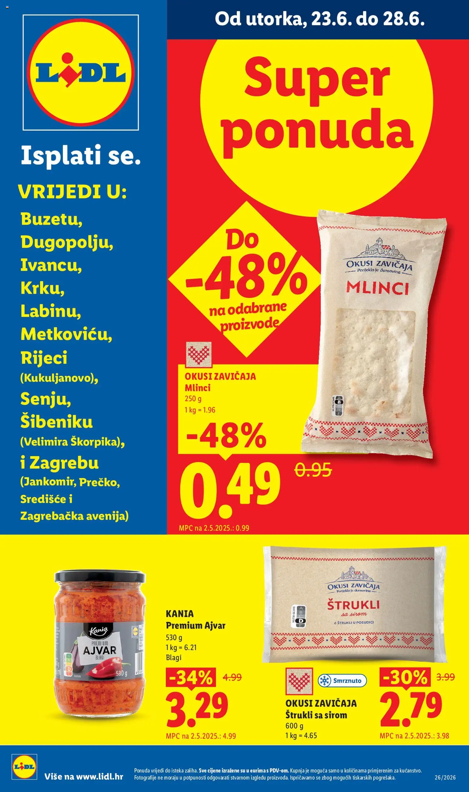 Lidl katalog | vrijedi od 23.06.2026 | Stranica: 1 | Proizvodi: Mlinci, Ajvar