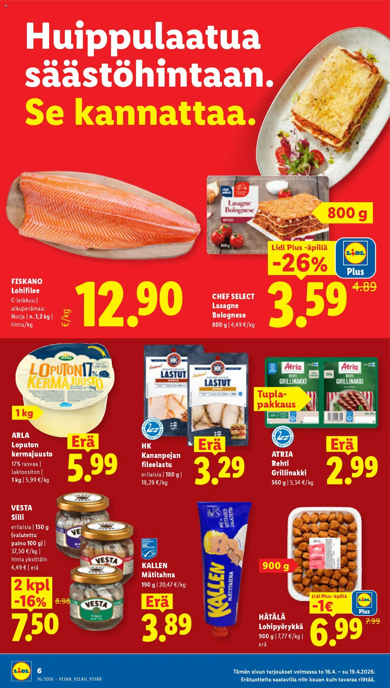 Lidl tarjoukset - Tampere – voimassa 16.04.2026 alkaen | Sivu: 7 | Tuotteet: Silli, Kermajuusto, Kerma