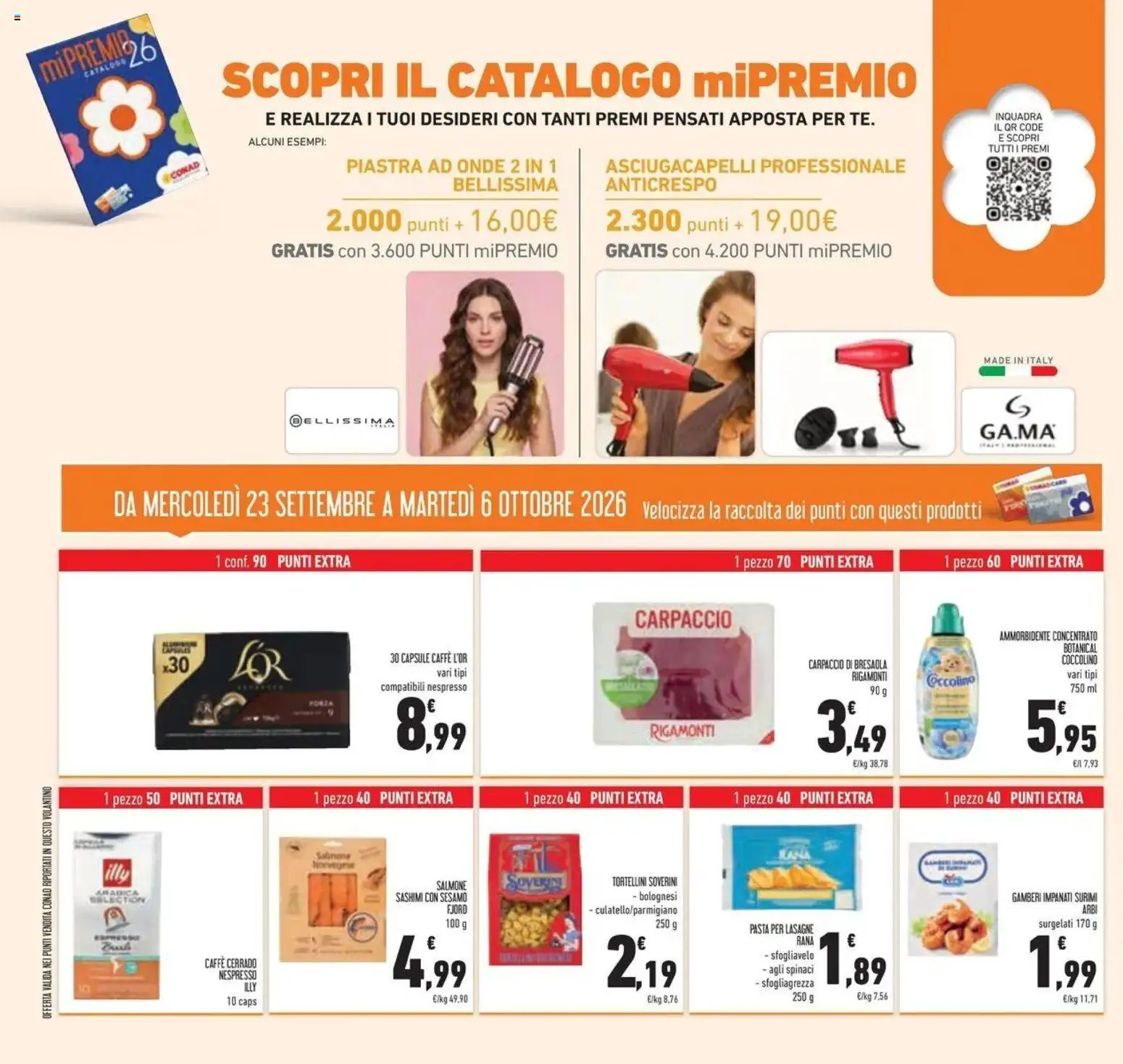 Anteprima volantino Conad dal 23/09/2026 prossima settimana | Pagina: 40 | Prodotti: Bresaola, Pasta, Spinaci, Illy