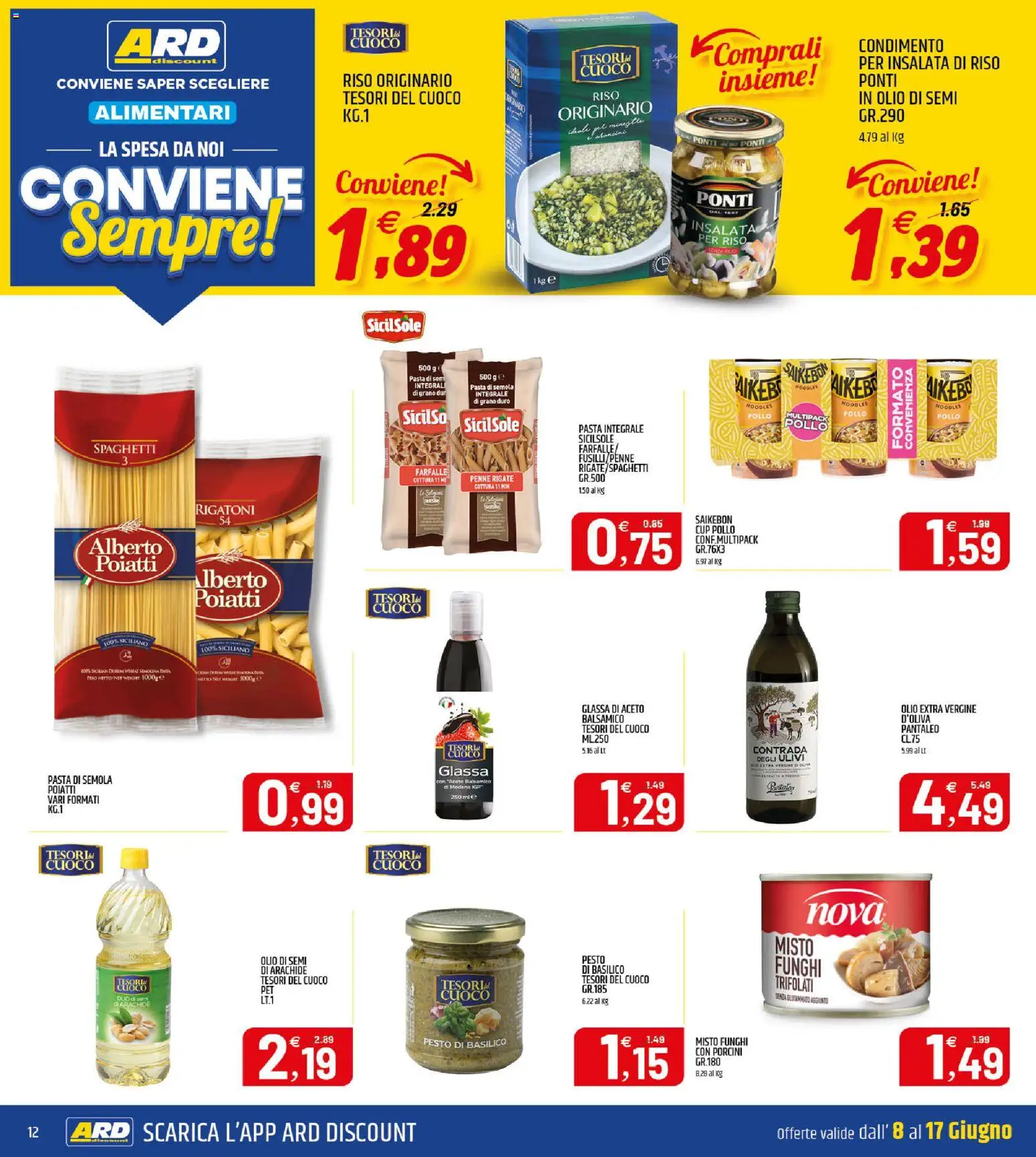 Volantino ARD Discount del 08.06.2026 | Pagina: 12 | Prodotti: Olio, Pasta, Aceto, Insalata di riso