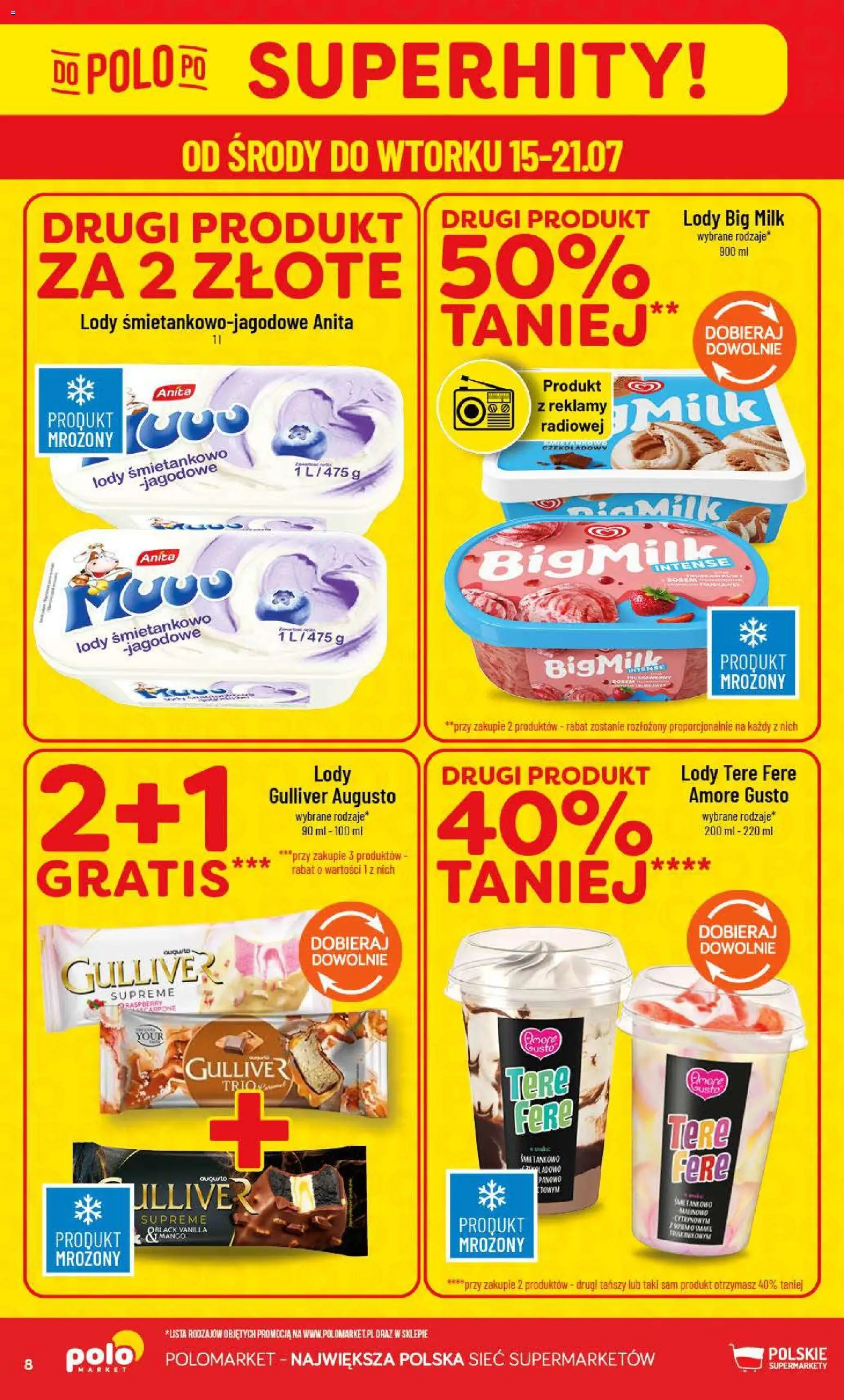 POLOmarket gazetka od 15.07.2026 | Strona: 8 | Produkty: Mango, Big Milk, Lody Big Milk, Lody