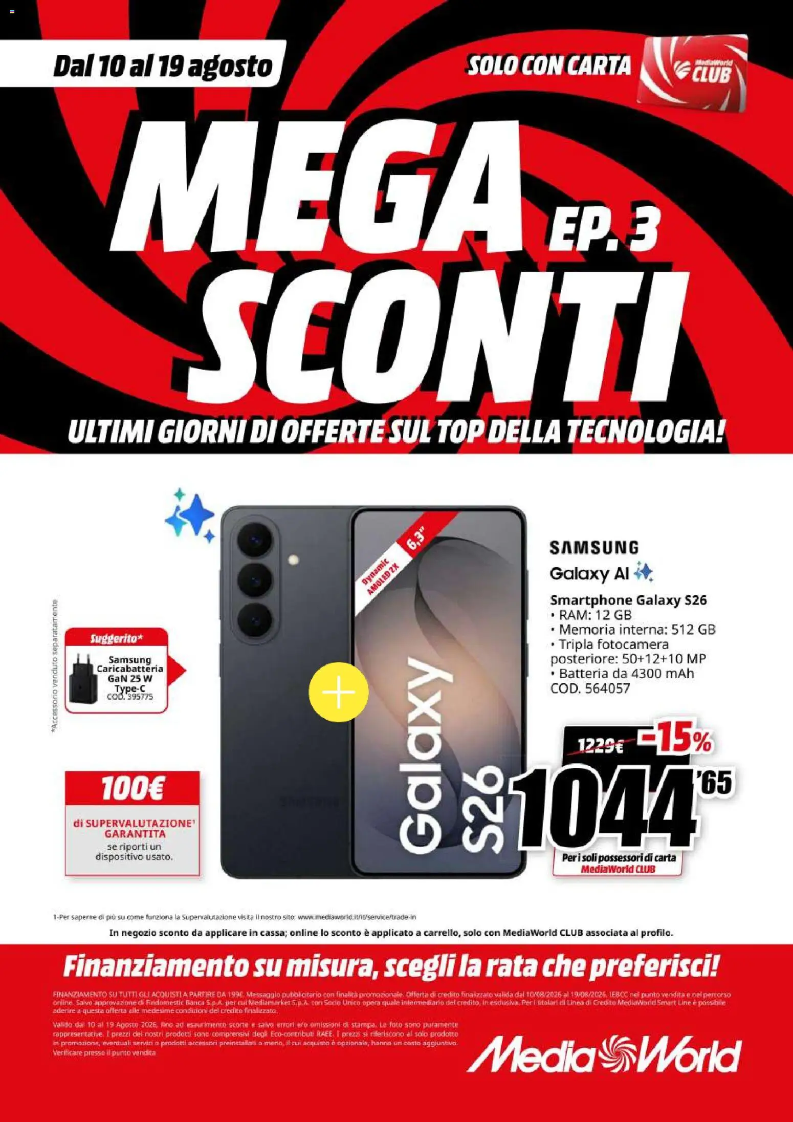 Volantino Media World del 10/08/2026 | Pagina: 3 | Prodotti: Top, Smartphone, Fotocamera, Batteria