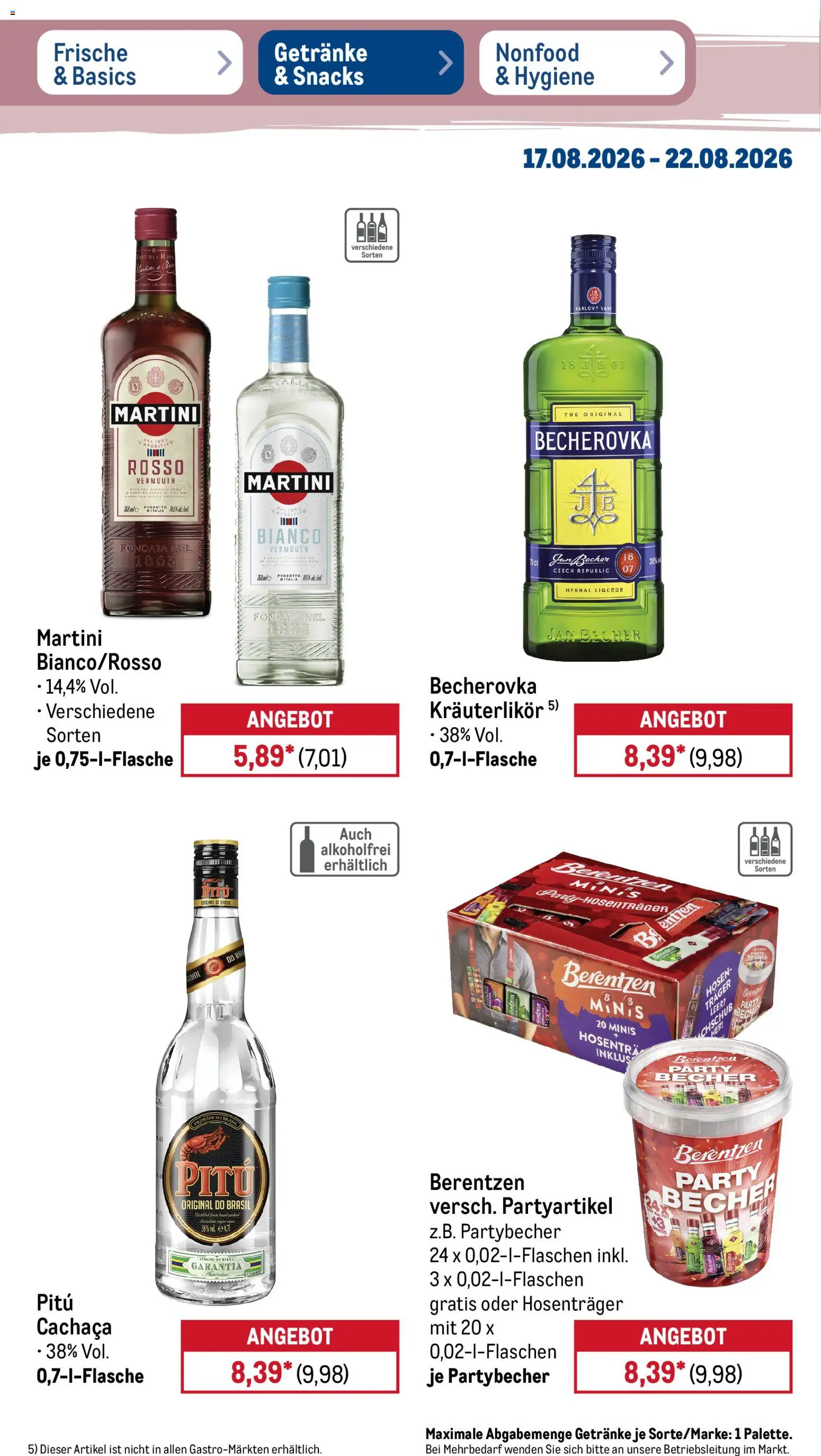 Metro Prospekt – gültig ab 17.08.2026 | Seite: 32 | Produkte: Martini, Berentzen