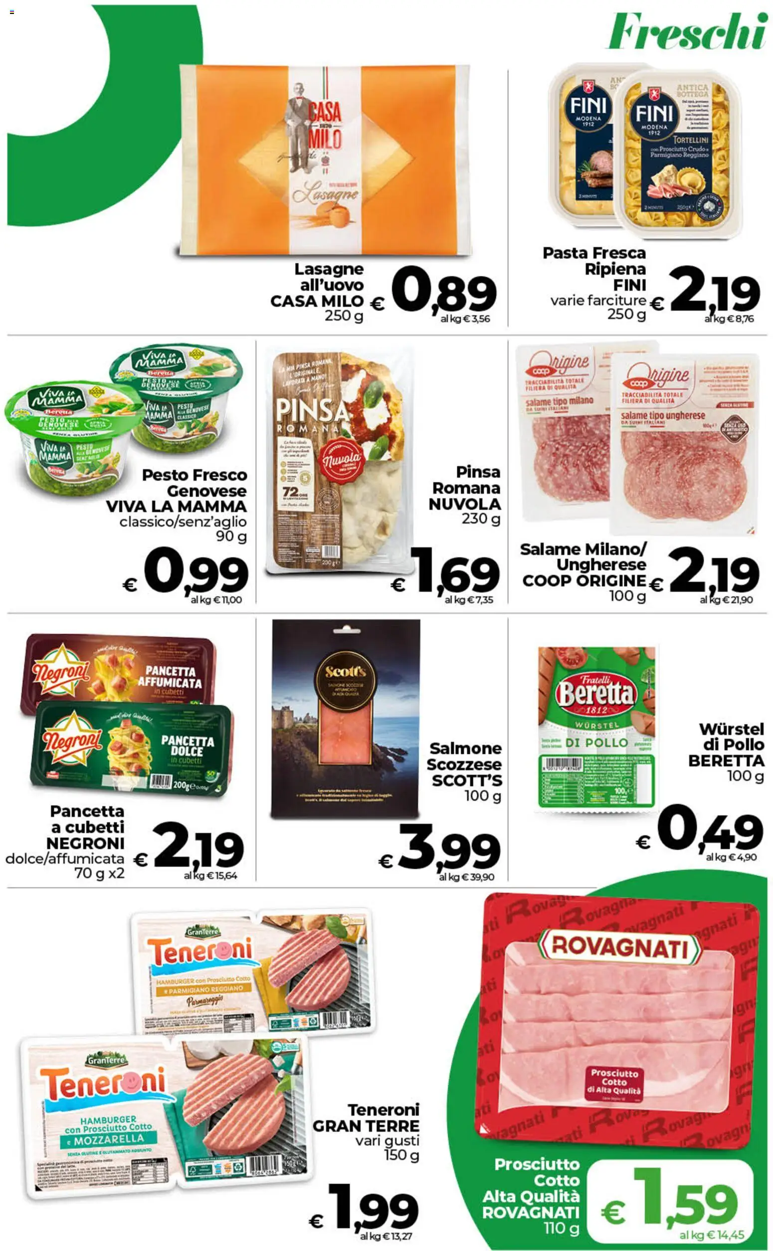 Volantino COOP del 11/08/2026 | Pagina: 6 | Prodotti: Salmone, Wurstel, Parmigiano, Lasagne