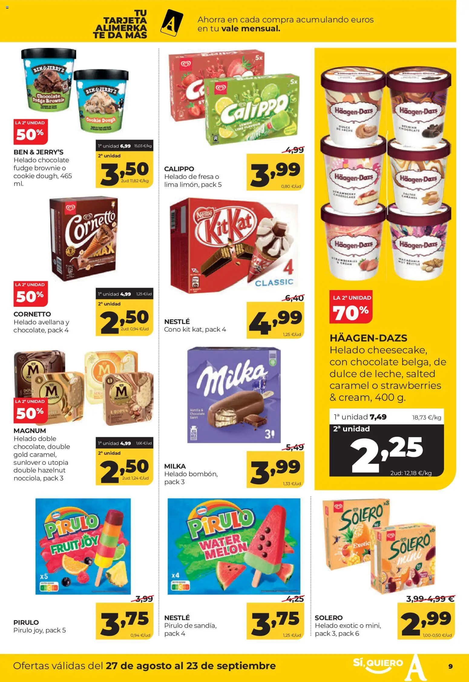 Alimerka folleto Castilla y León │ válido desde el 27/08/2026 | Página: 9 | Productos: Lima, Chocolate, Magnum, Helado de fresa