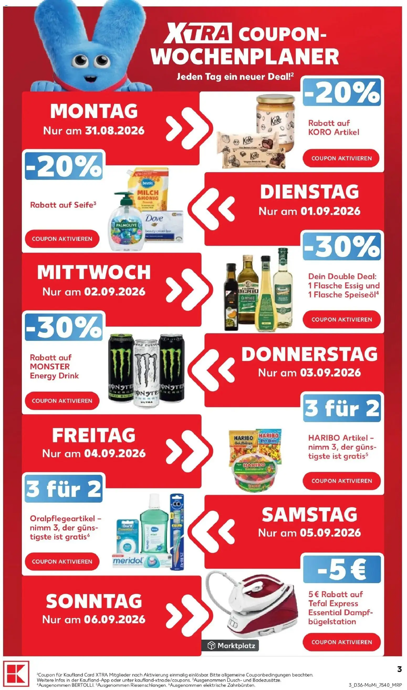 Prospekt Kaufland ab 31.08.2026 » Angebote Online zum Blättern | Seite: 3 | Produkte: Haribo, Milch, Essig, Monster