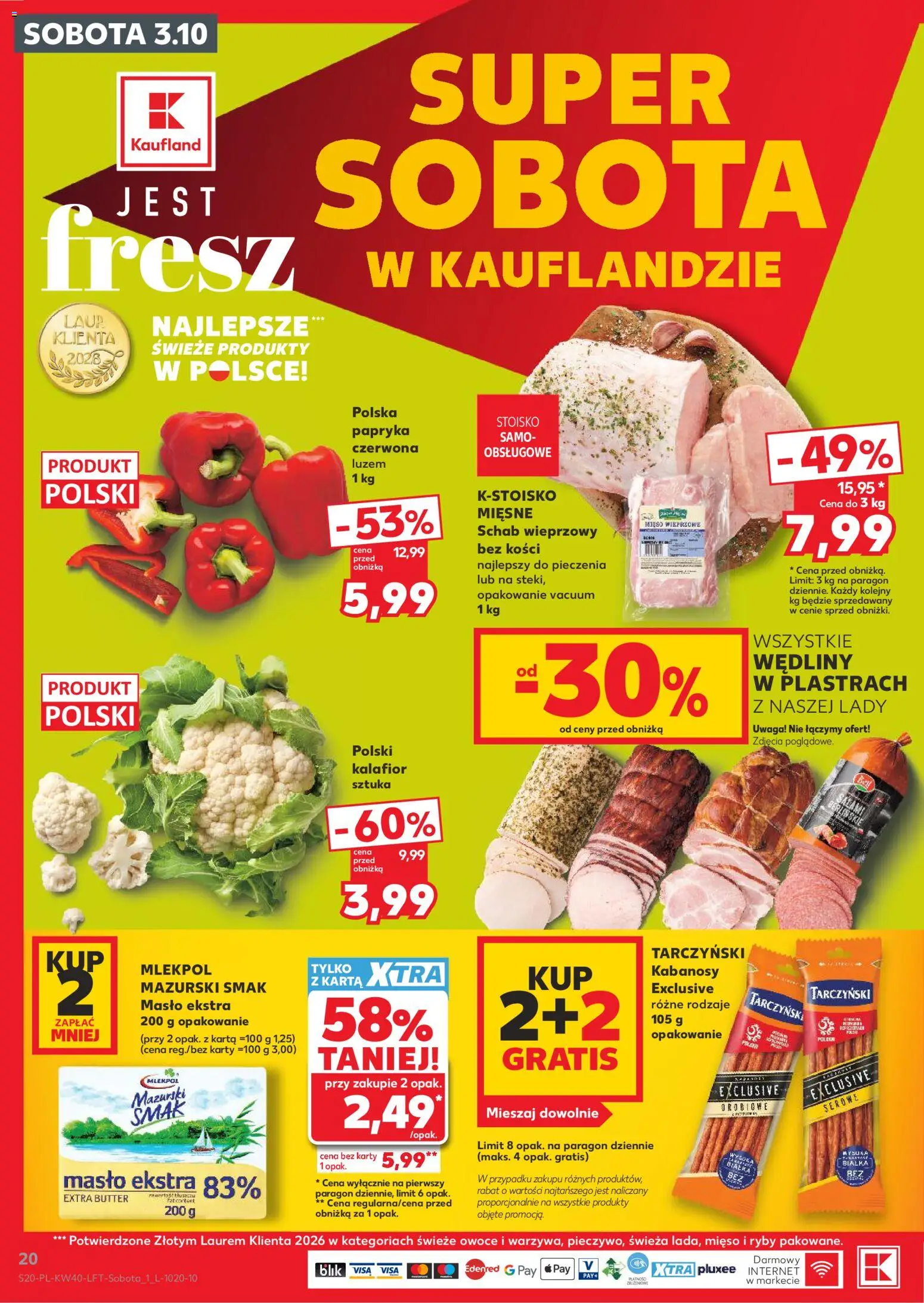 Kaufland Polsko leták od 01.10.2026 | Strana: 20 | Produkty: Máslo, Ryby, Karty
